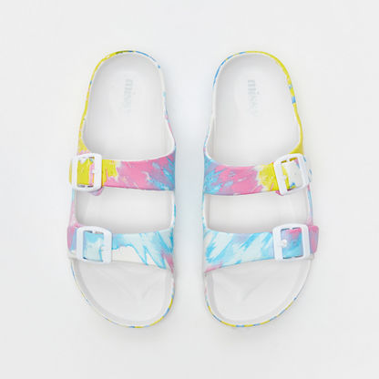 Missy Open Toe Slip-On Slide Slippers with Buckle Accent