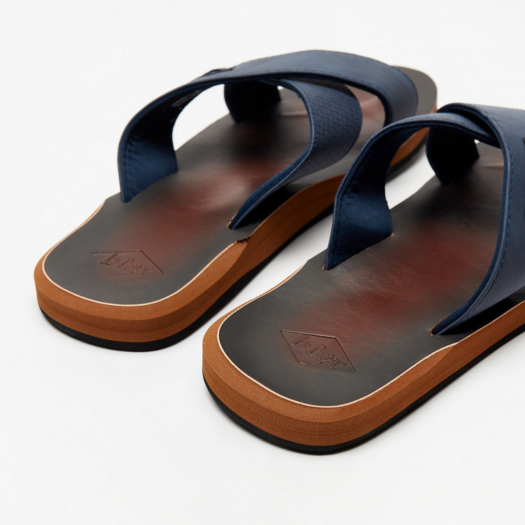 Lee Cooper Textured Slip-On Sandals with Cross Straps