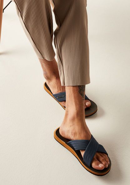 Lee Cooper Men's Slip-On Cross Strap Slides Sandals-Men%27s Flip Flops and Beach Slippers-image-0