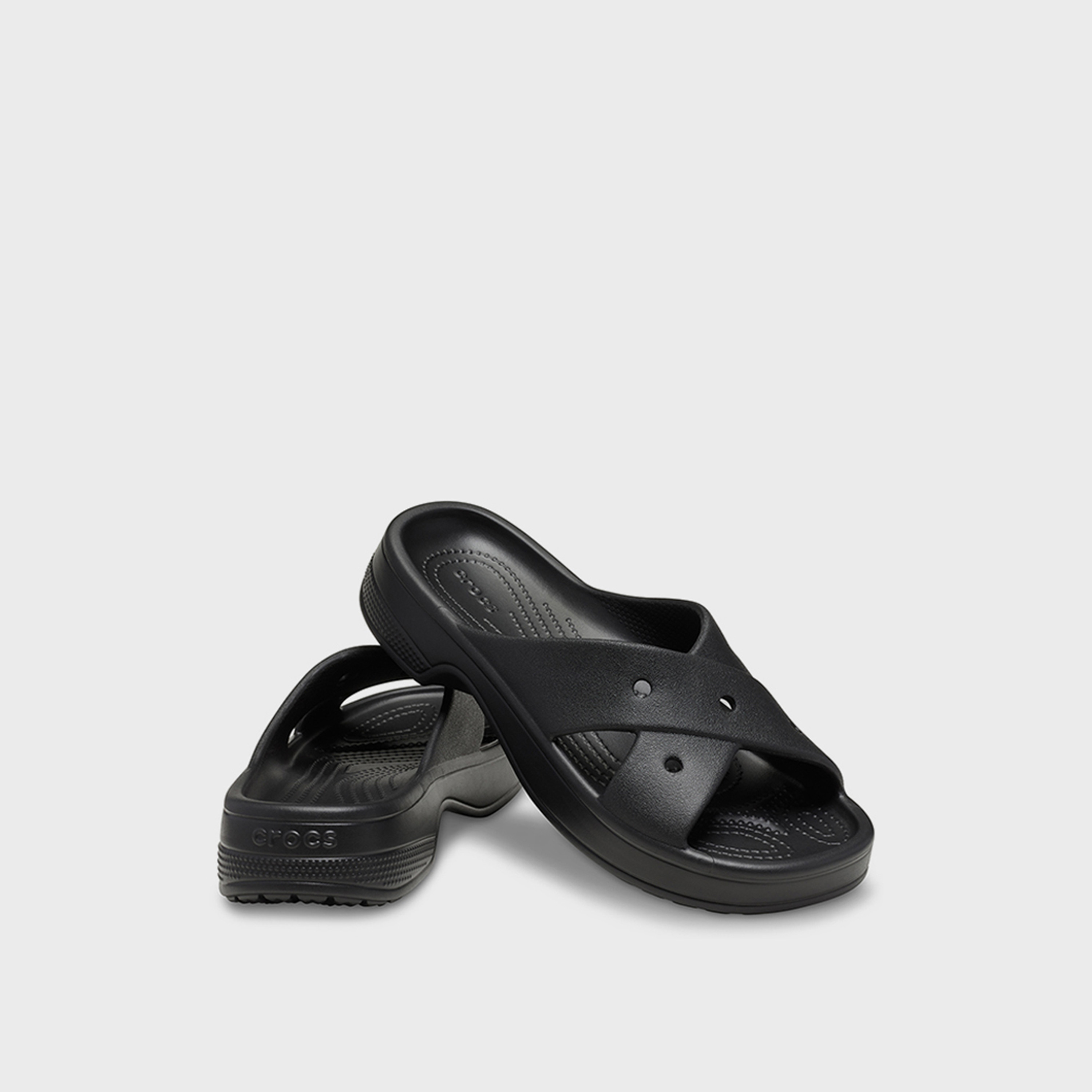 Crocs Women's Slip On Classic Cross Strap Slide Slippers | 210840-001-women-shoes-flipflopsandslides-image-1