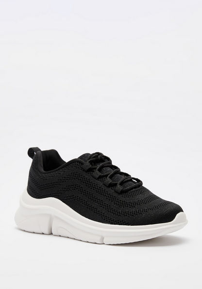 Haadana Textured Lace-Up Sneakers with Chunky Heels-Women%27s Sneakers-image-1
