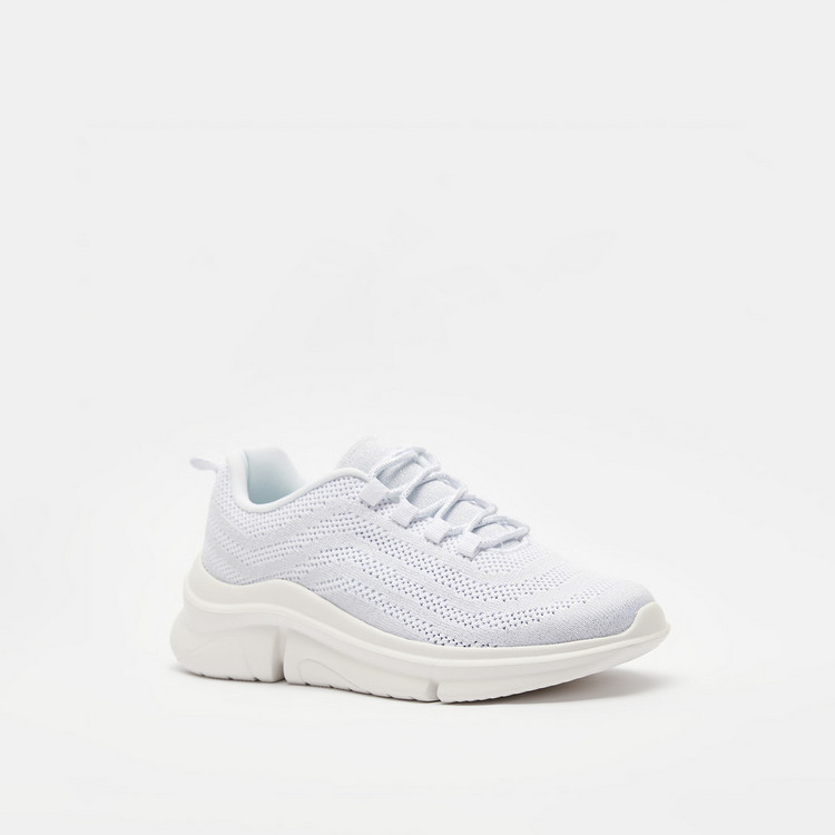Haadana Textured Lace-Up Sneakers with Chunky Heels
