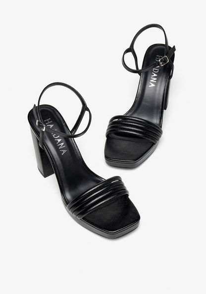 Haadana Open Toe Sandals with Buckle Closure and Block Heel-Women%27s Heel Sandals-image-2