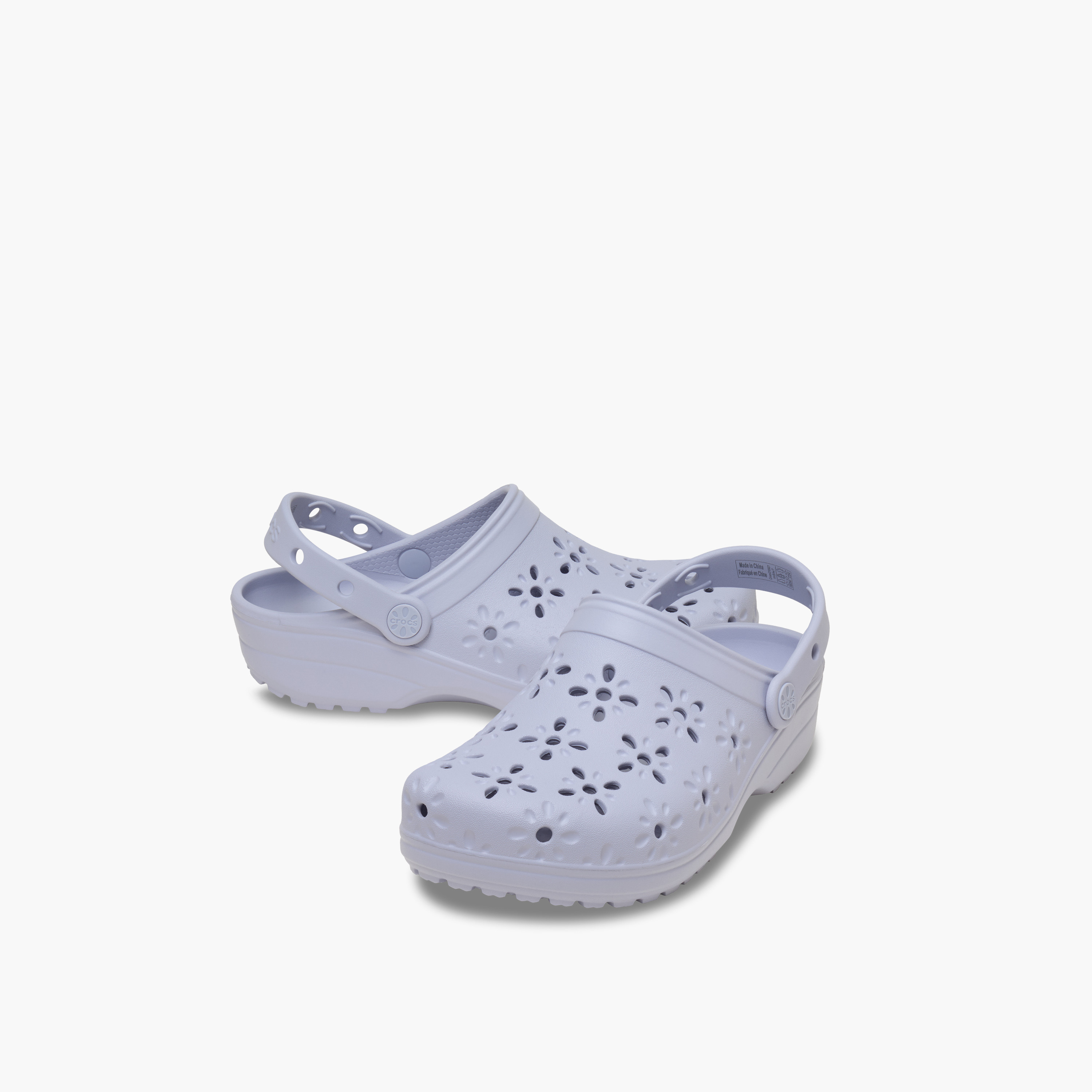 Crocs Women's Slip On Classic Floral Cut Out Clogs | 210927-5BR-women-shoes-flipflopsandslides-image-1