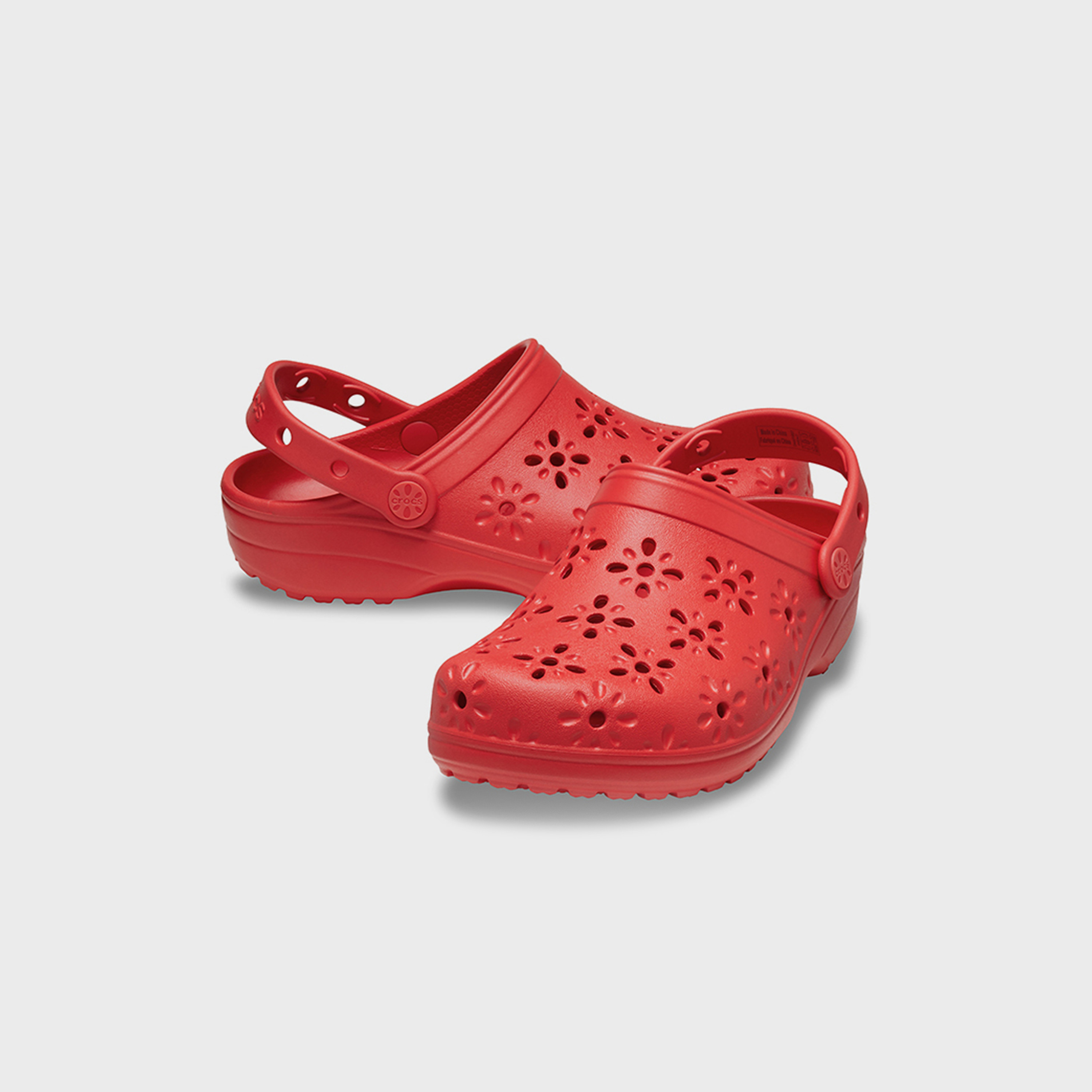 كروكس حذاء كلاسيكي سهل الارتداء بنقشة الزهور المفرغة للجنسين | 210927-6ZR-women-shoes-sandals-flats-image-1