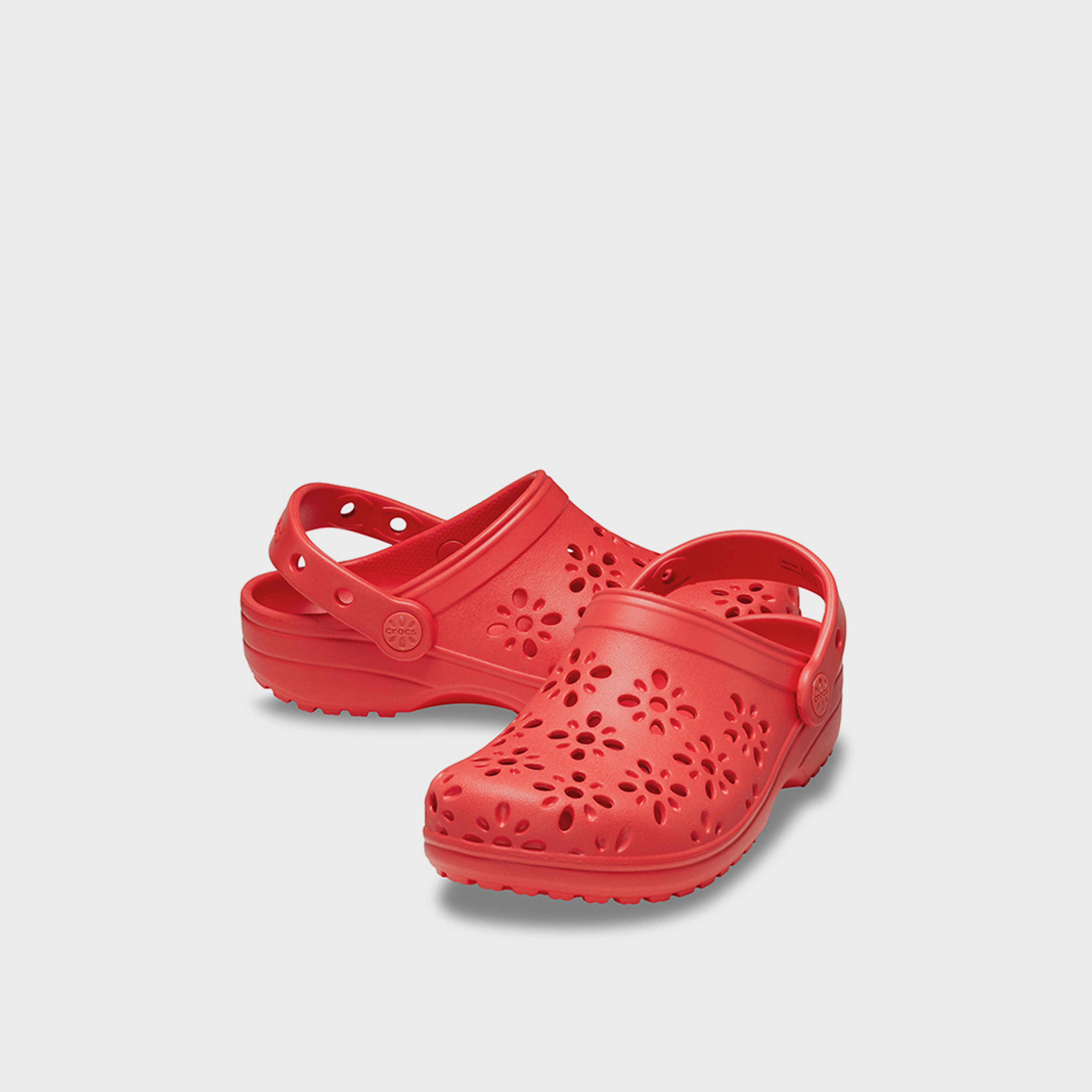 Crocs Kid's Slip On Classic Floral Cut Out K Clogs | 210943-6ZR-women-shoes-sandals-flats-image-1