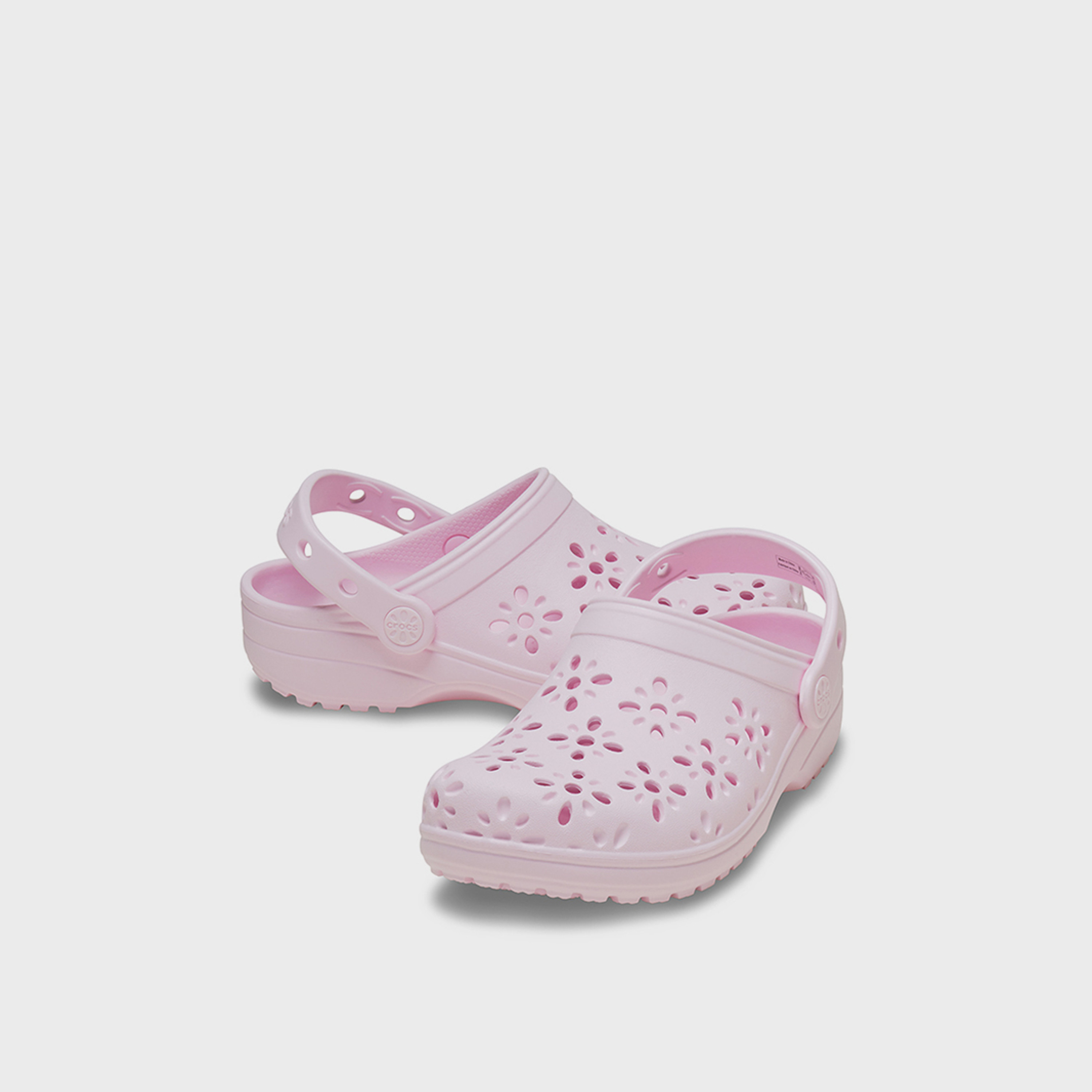 Crocs Kid's Slip On Classic Floral Cut Out K Clogs | 210943-6ZW-women-shoes-sandals-flats-image-1