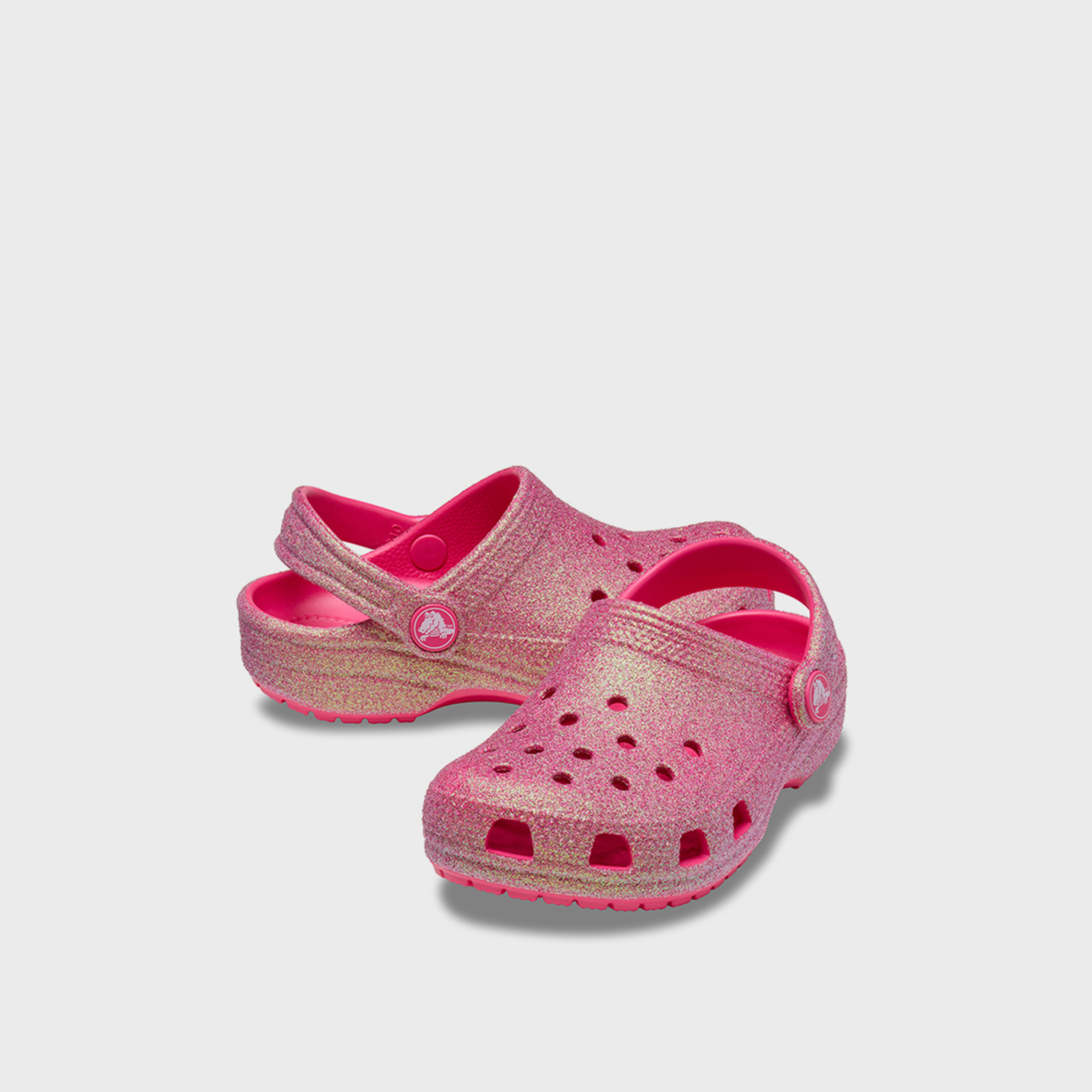 Crocs Kid's Slip On Classic Iridescent Glitter Clogs | 210986-6ZQ-girls-shoes-flipflopsandslides-image-1