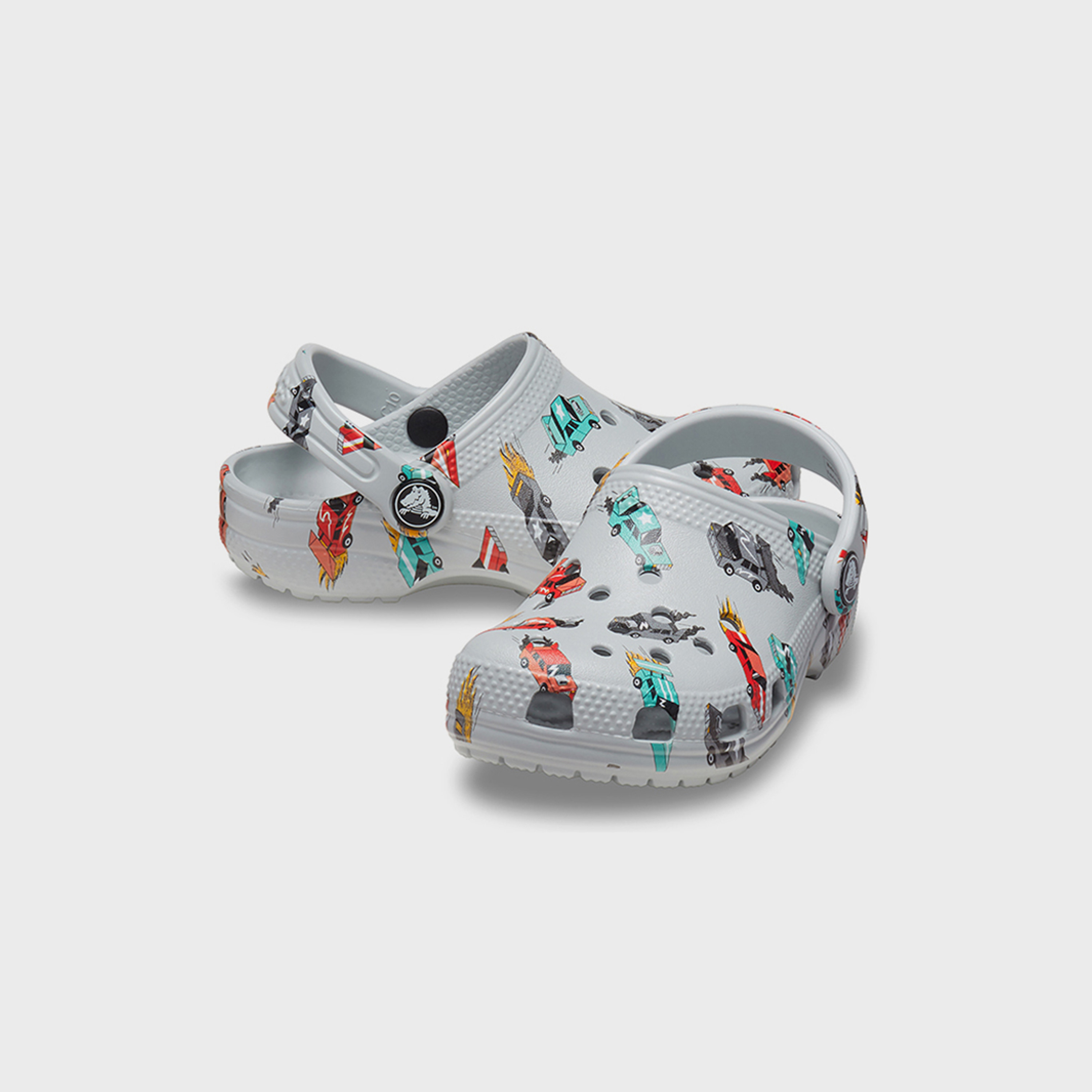Crocs Kids Slip-On Classic Race Cars Graphic Clogs|210992-1NN-girls-shoes-sandals-image-1