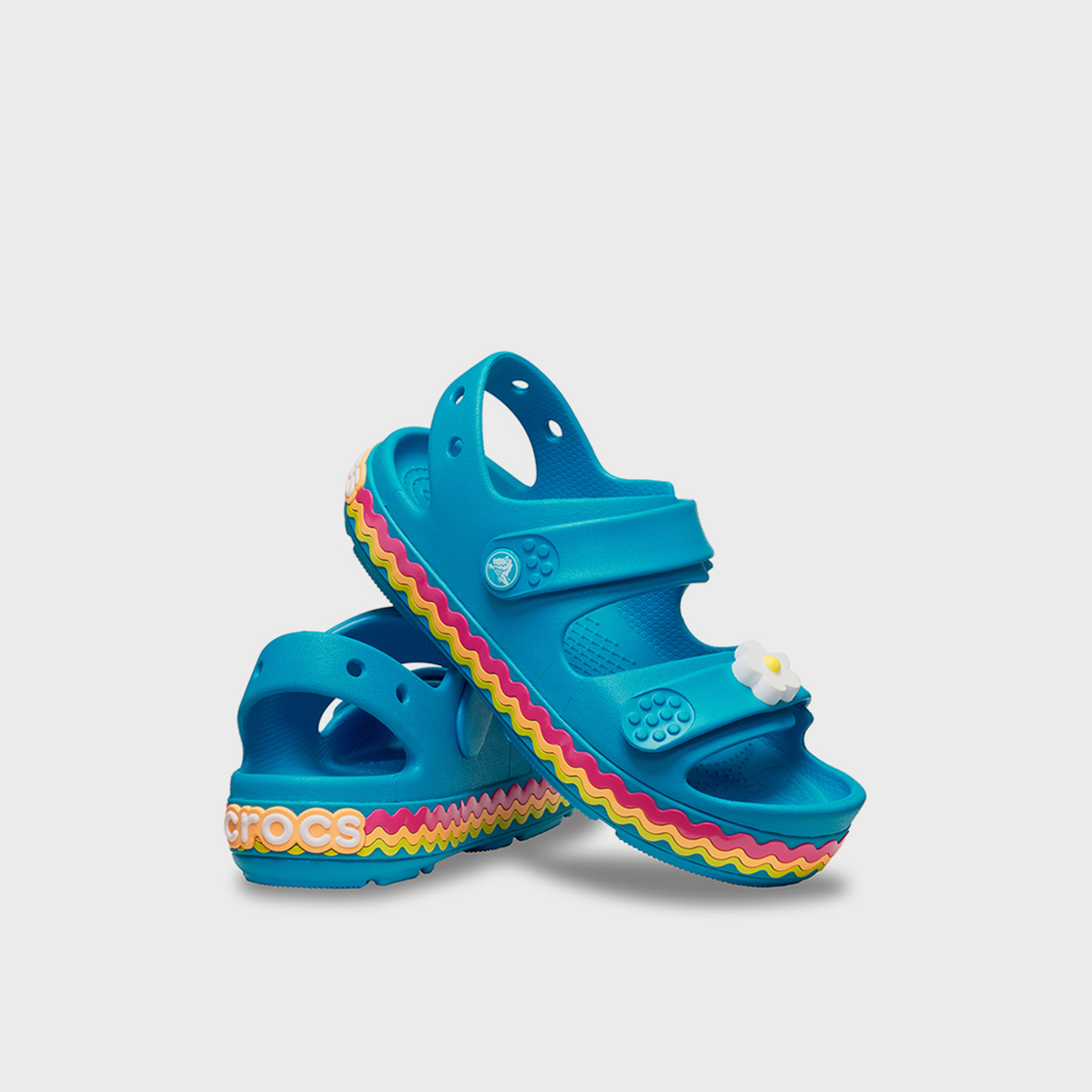 كروكس - صندل أطفال بحزام ريكراك مع شريط لاصق | 211028-4WG-girls-shoes-sandals-image-1