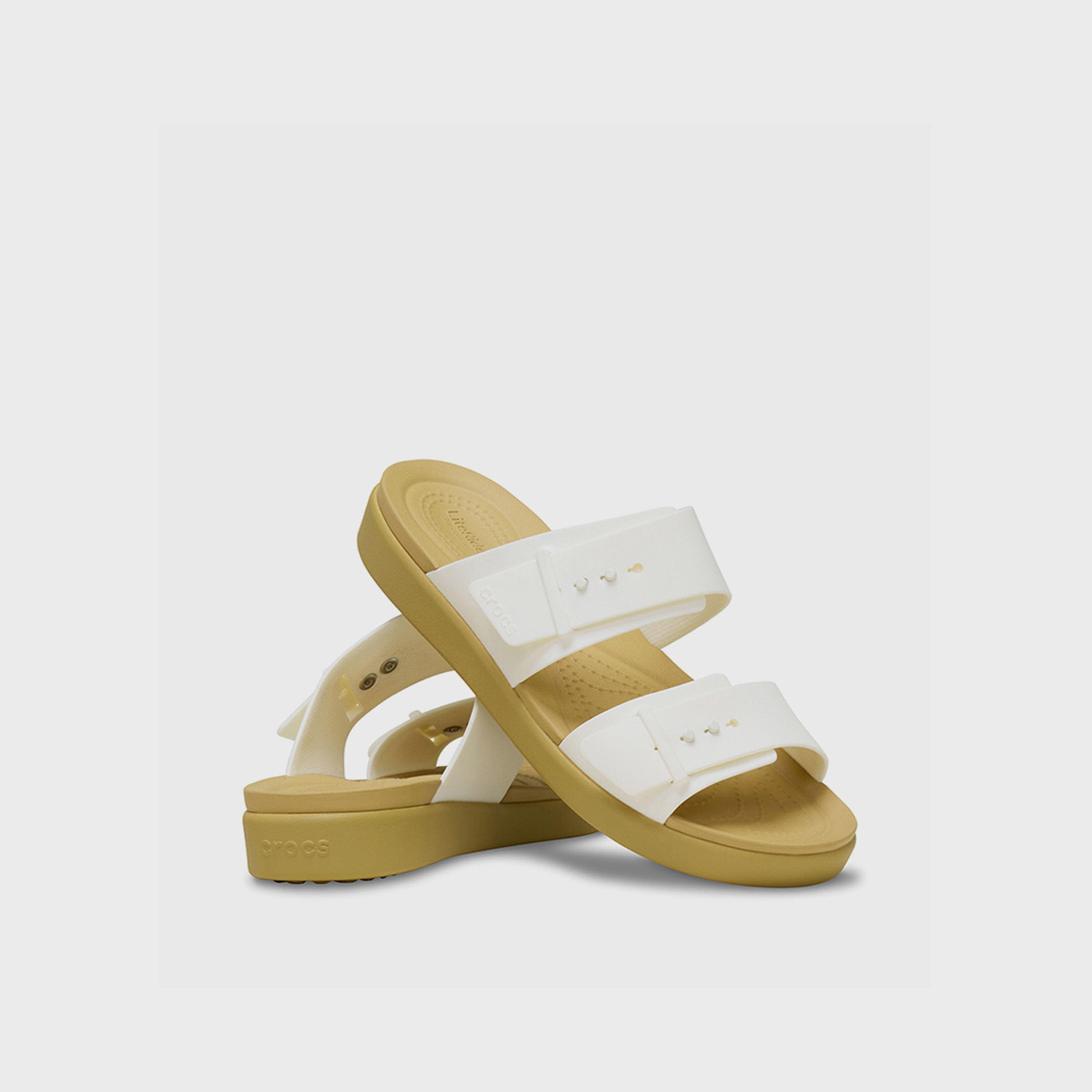 Crocs Women's Slip On Brooklyn Buckle Low Slide Sandals | 211215-00O-women-shoes-sandals-flats-image-1
