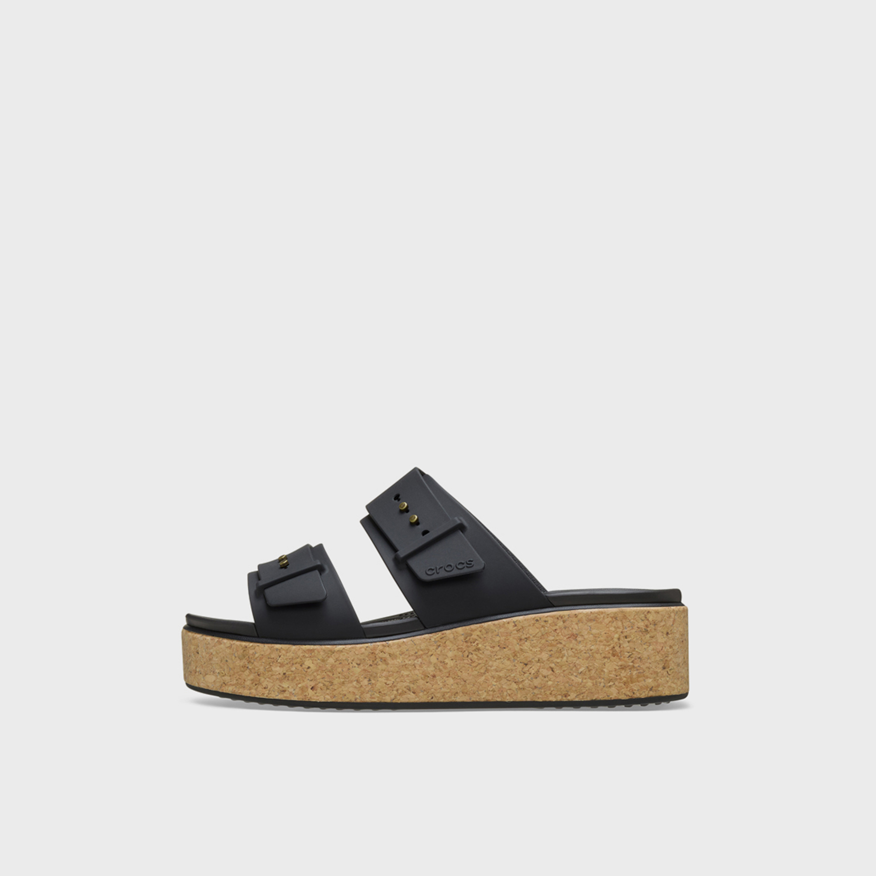 Crocs Women's Slip On Brooklyn Cork Buckle Low Wedge Slide Sandals | 211252-001-women-shoes-sandals-flats-image-2