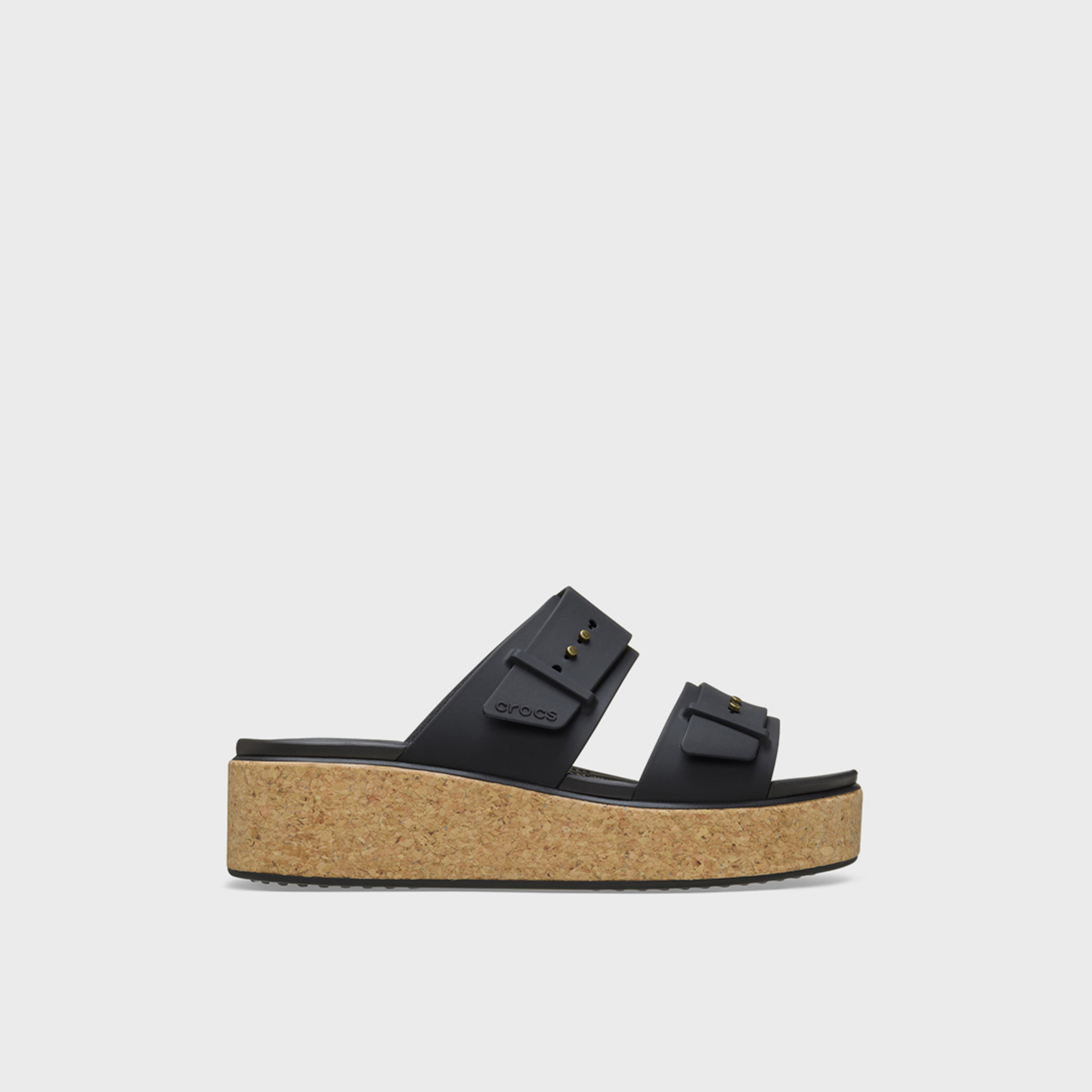 Crocs Women's Slip On Brooklyn Cork Buckle Low Wedge Slide Sandals | 211252-001-women-shoes-sandals-flats-image-3