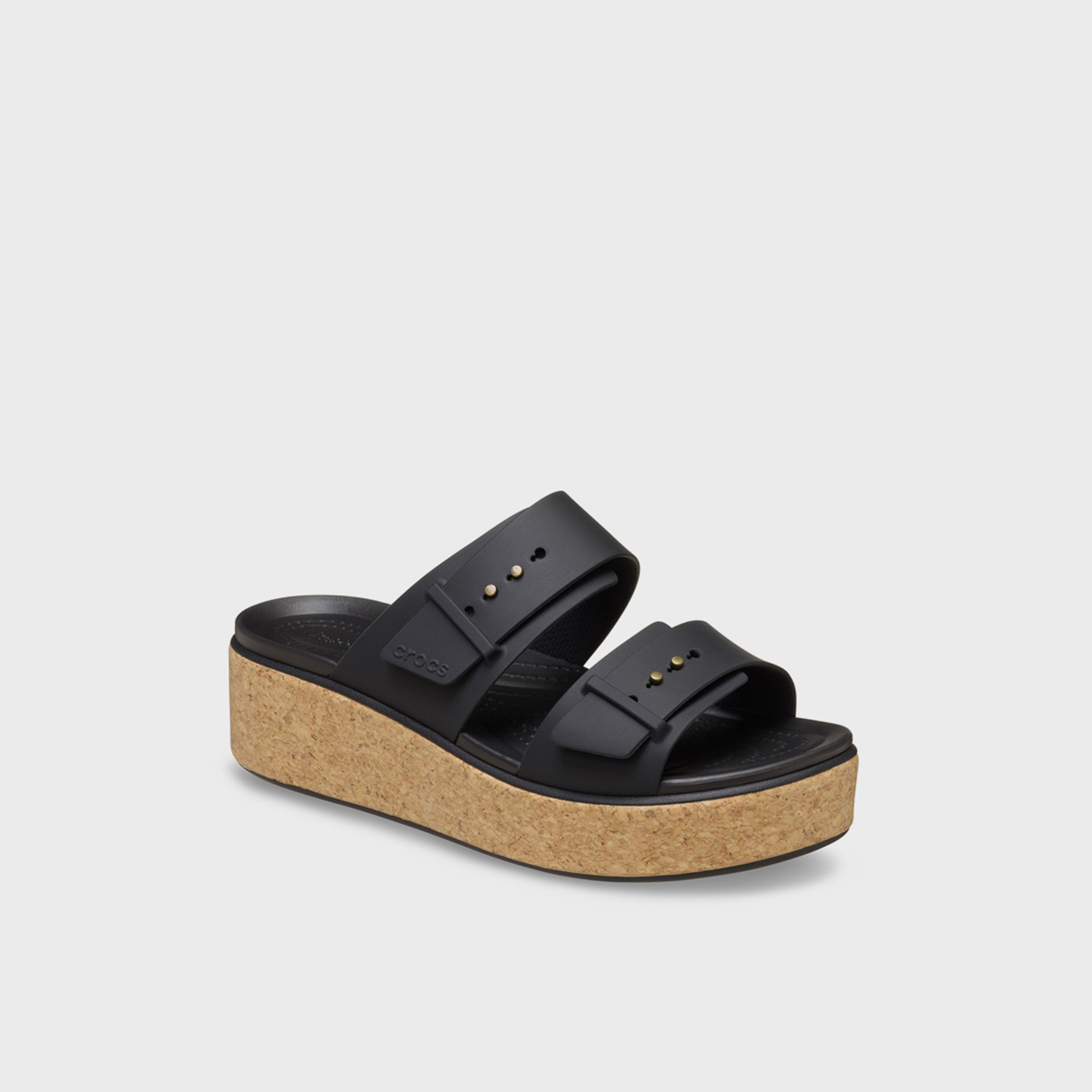 Crocs Women's Slip On Brooklyn Cork Buckle Low Wedge Slide Sandals | 211252-001-women-shoes-sandals-flats-image-5