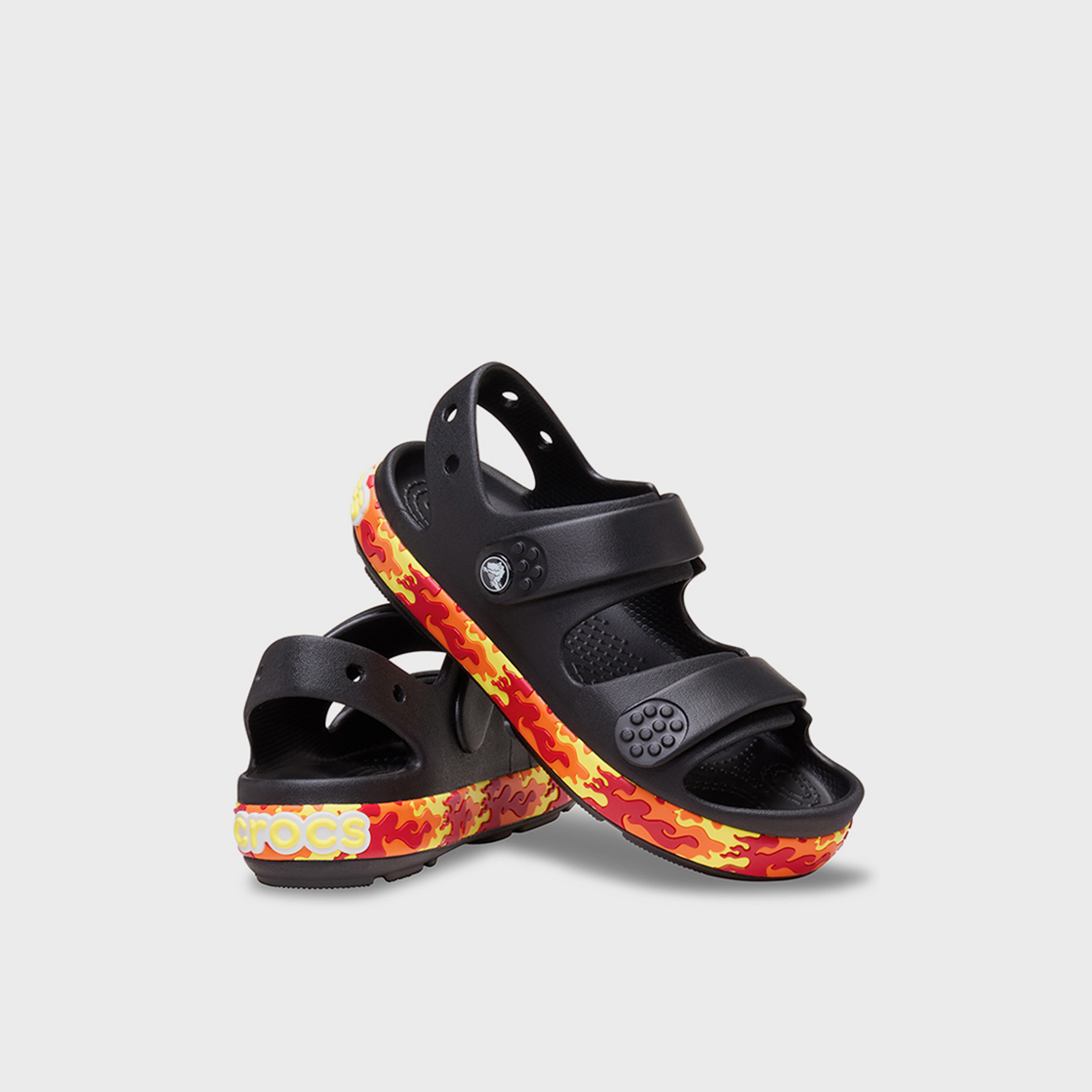 Crocs Boys Hook & Loop Crocband Cruiser Flames Strap Sandals | 211268-001-boys-shoes-sandals-image-1