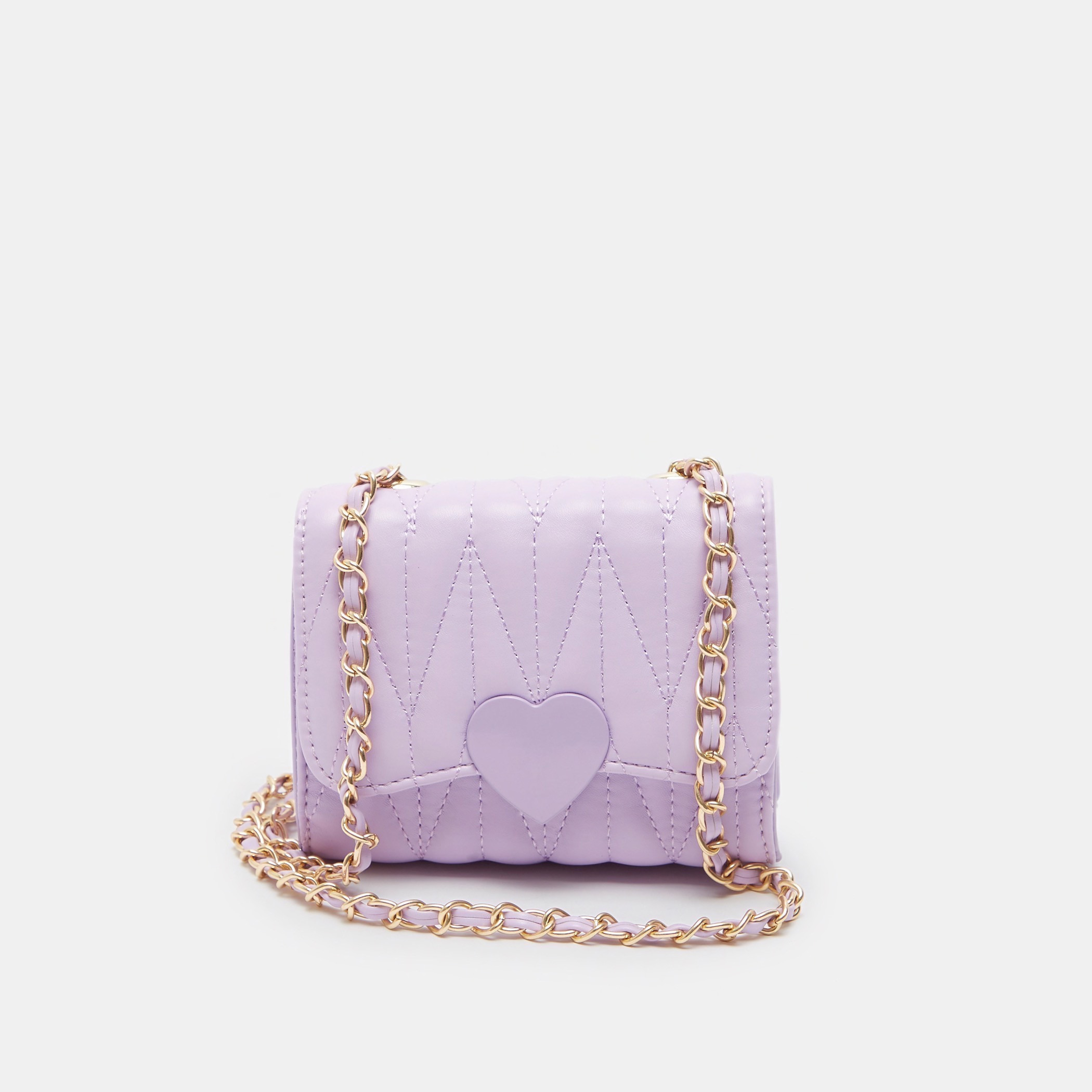 Buy Textured Handbag with Chain Strap and Flap Closure Online ...