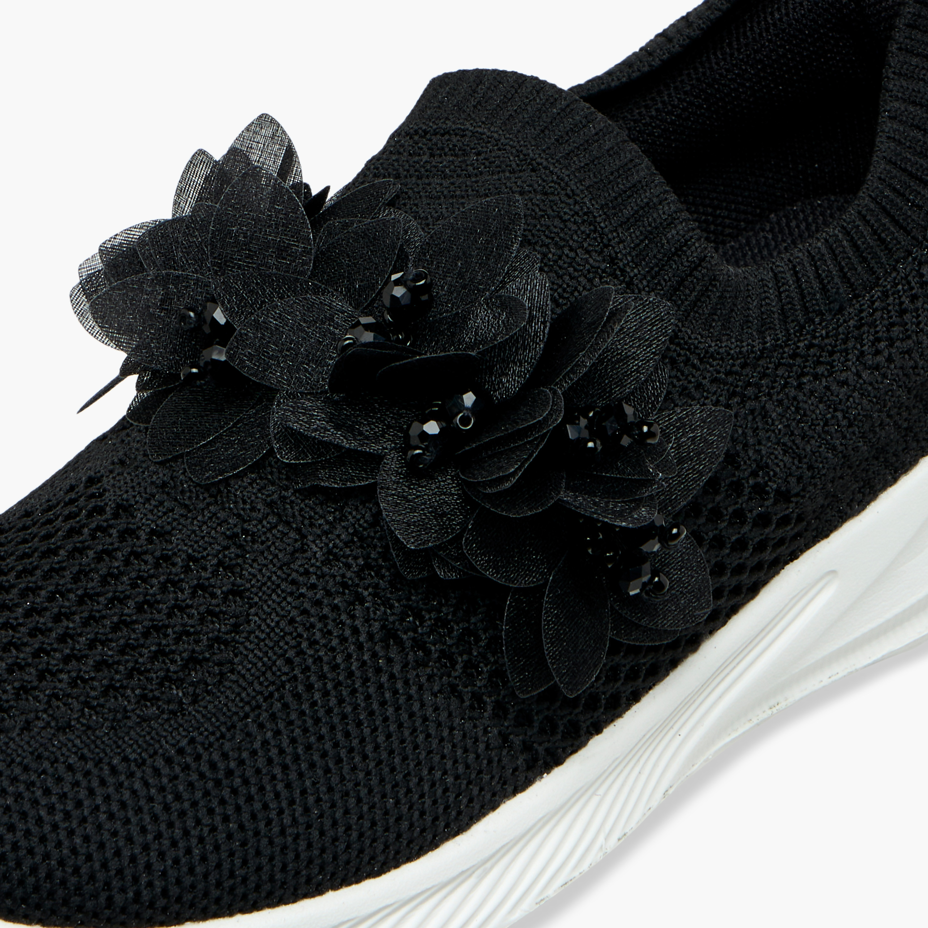 Juniors Floral Embellished Slip-On Sneakers-girls-shoes-sneakers-image-4