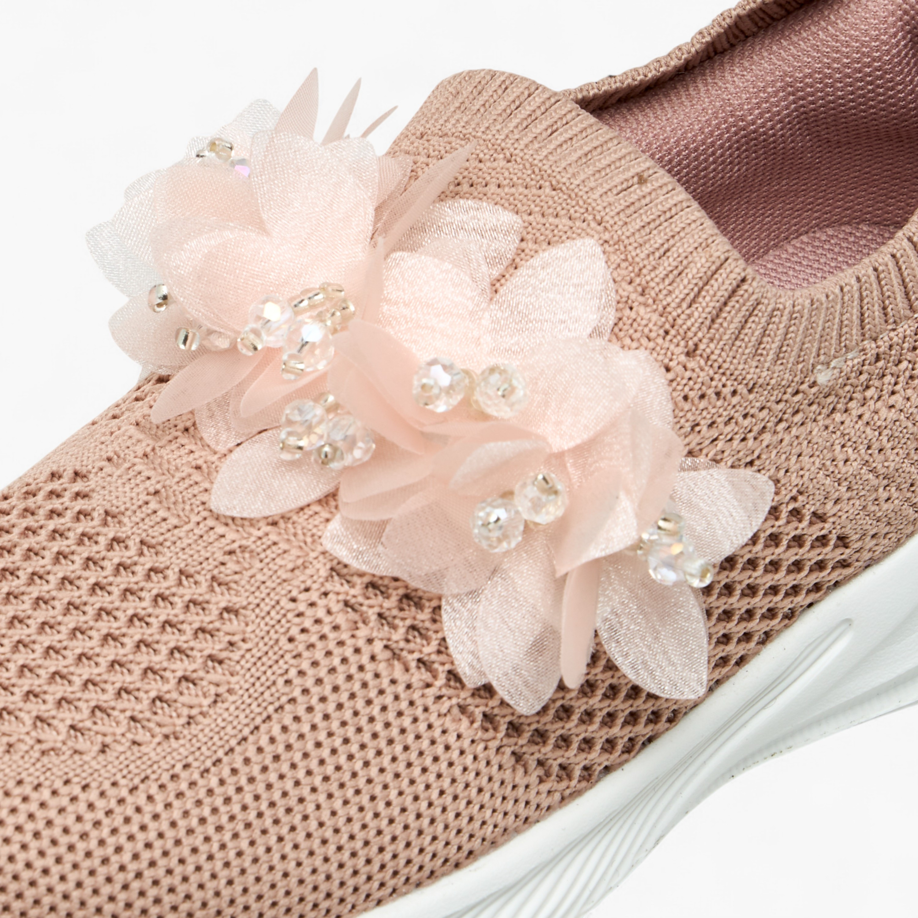 Juniors Floral Embellished Slip-On Sneakers-girls-shoes-sneakers-image-4