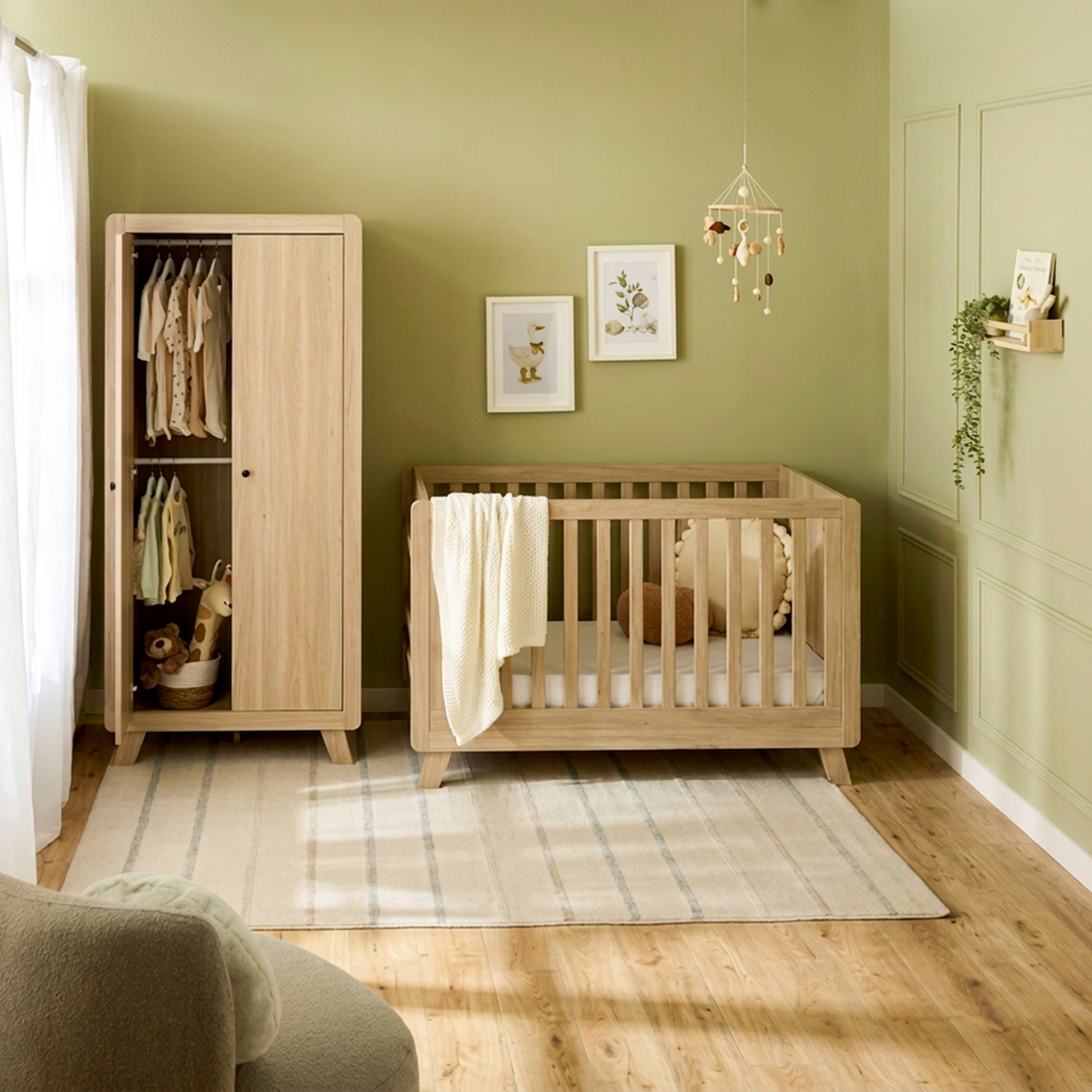 سرير أوسكار مع مرتبة وخزانة ملابس-baby-nursery-furniture-cribsandbeds-babycribs-image-1