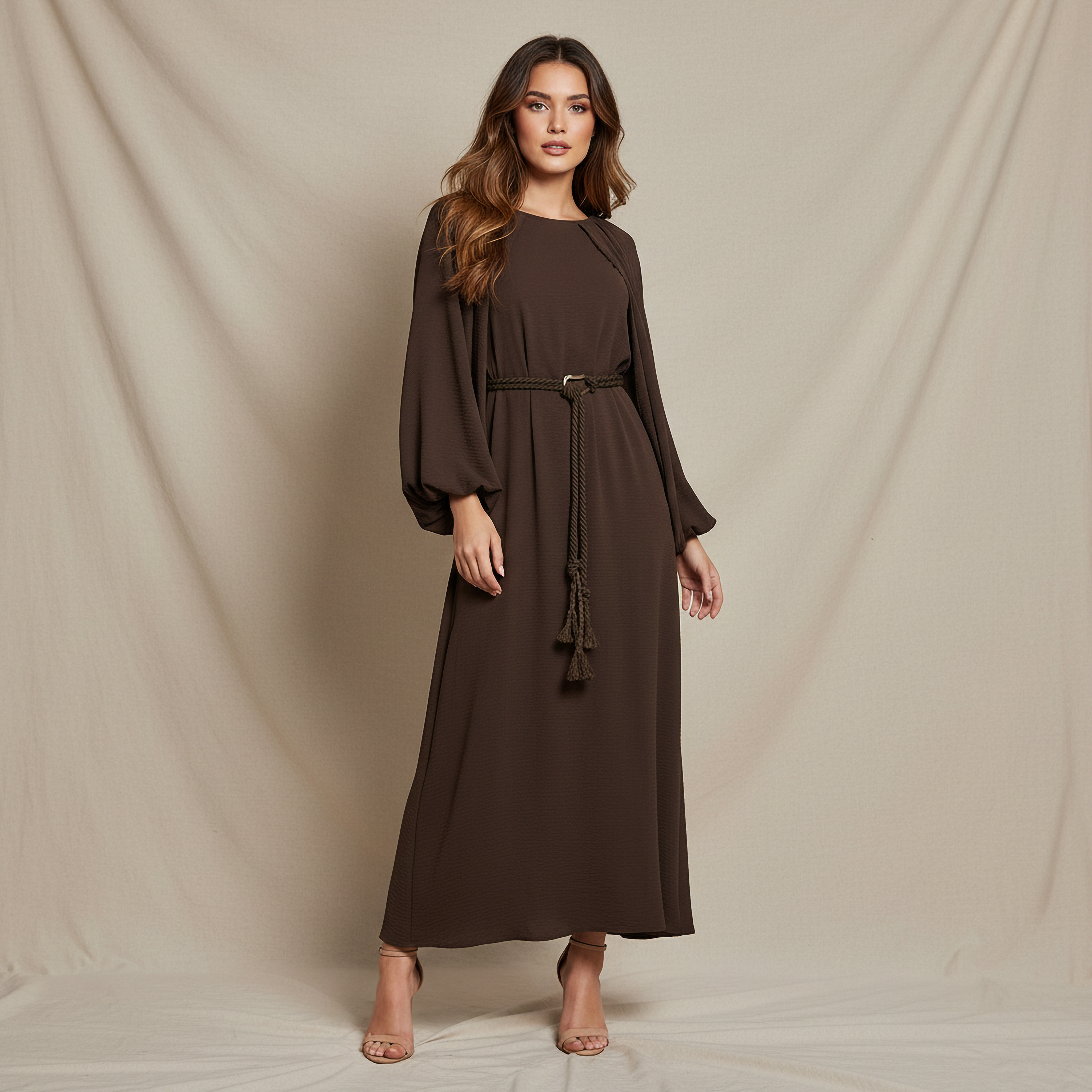 Iconic A-line Maxi Dress with Cape Sleeves-women-clothing-dresses-image-1