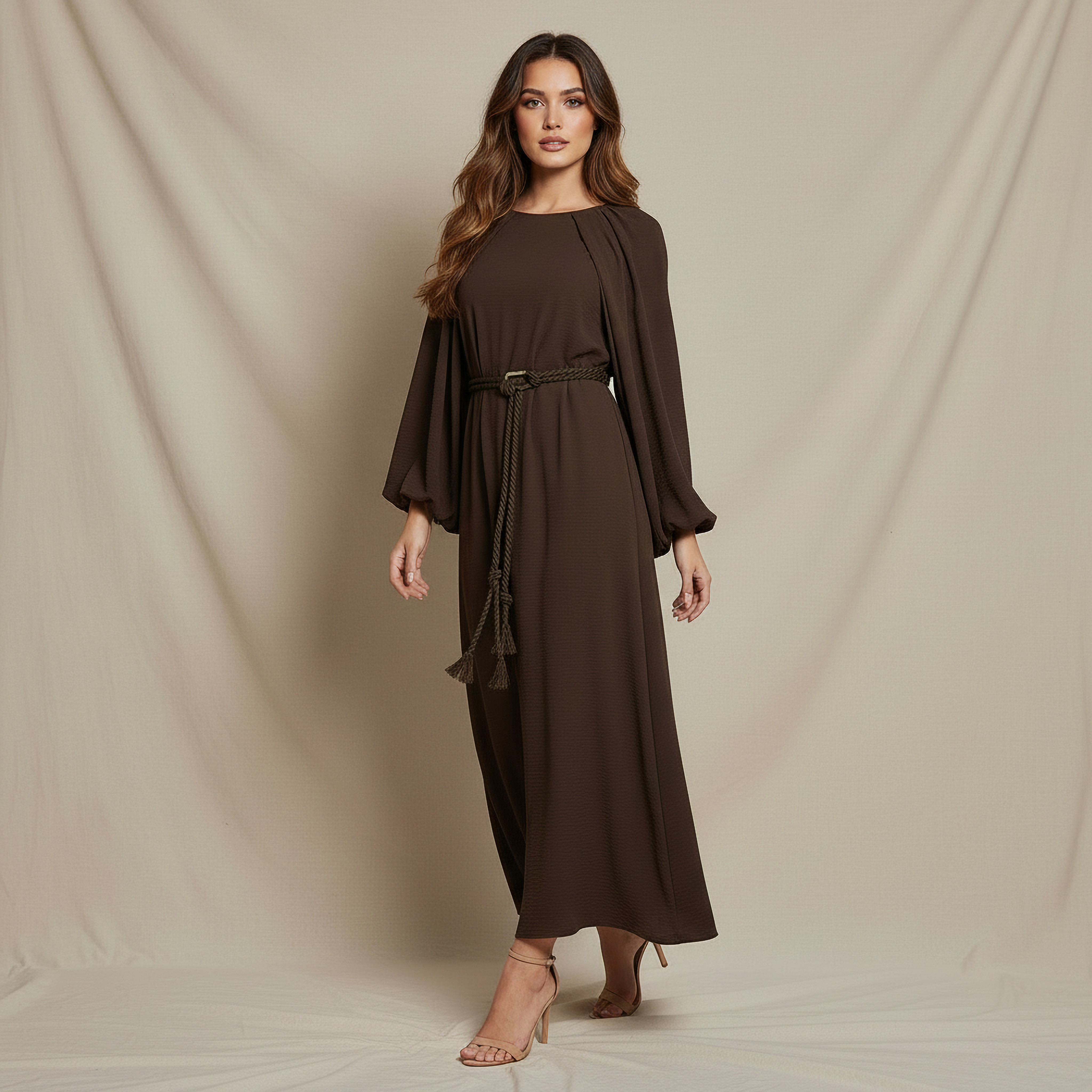 Iconic A-line Maxi Dress with Cape Sleeves-women-clothing-dresses-image-3