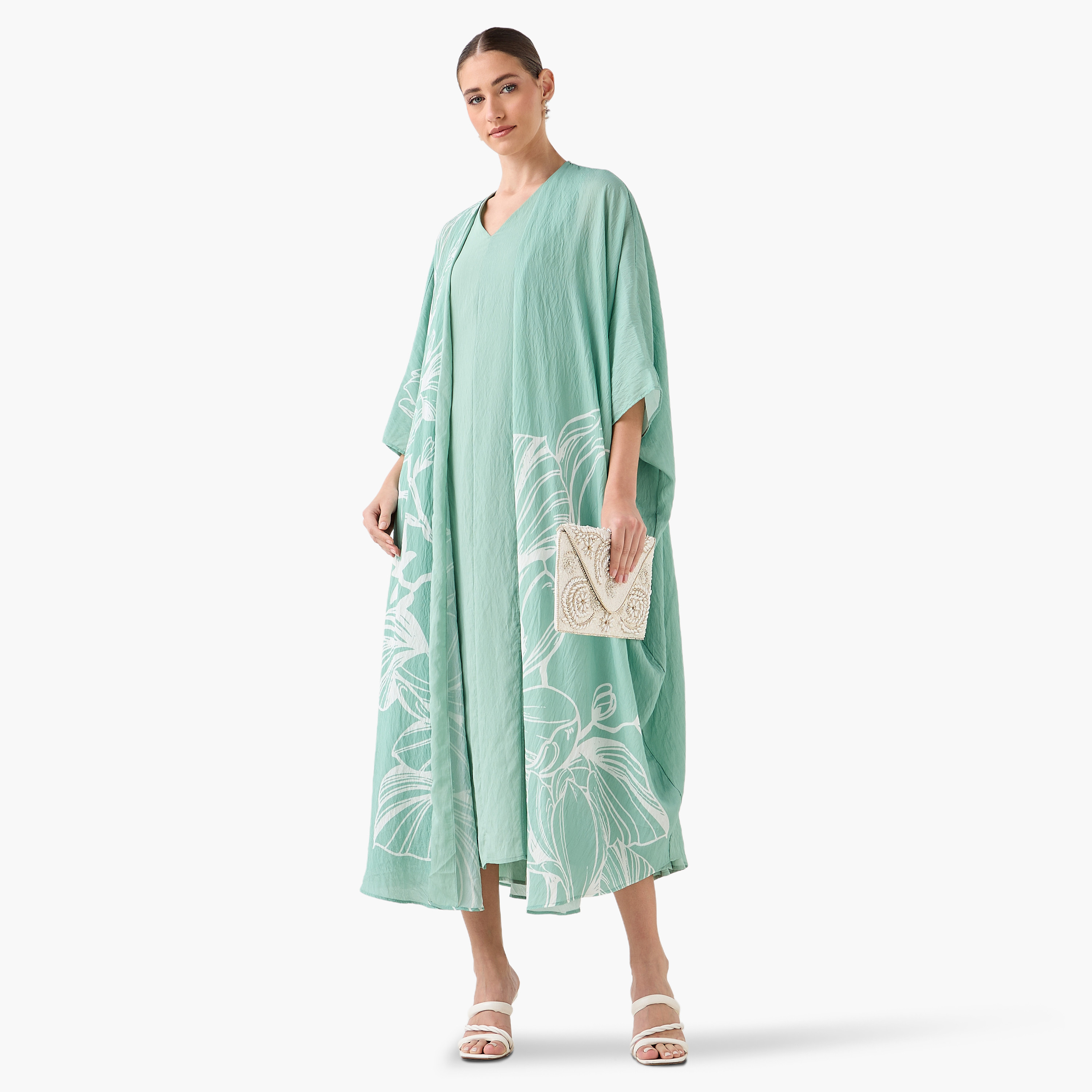 Iconic A-line Midi Dress and Shrug with Floral Print-women-clothing-dresses-image-5
