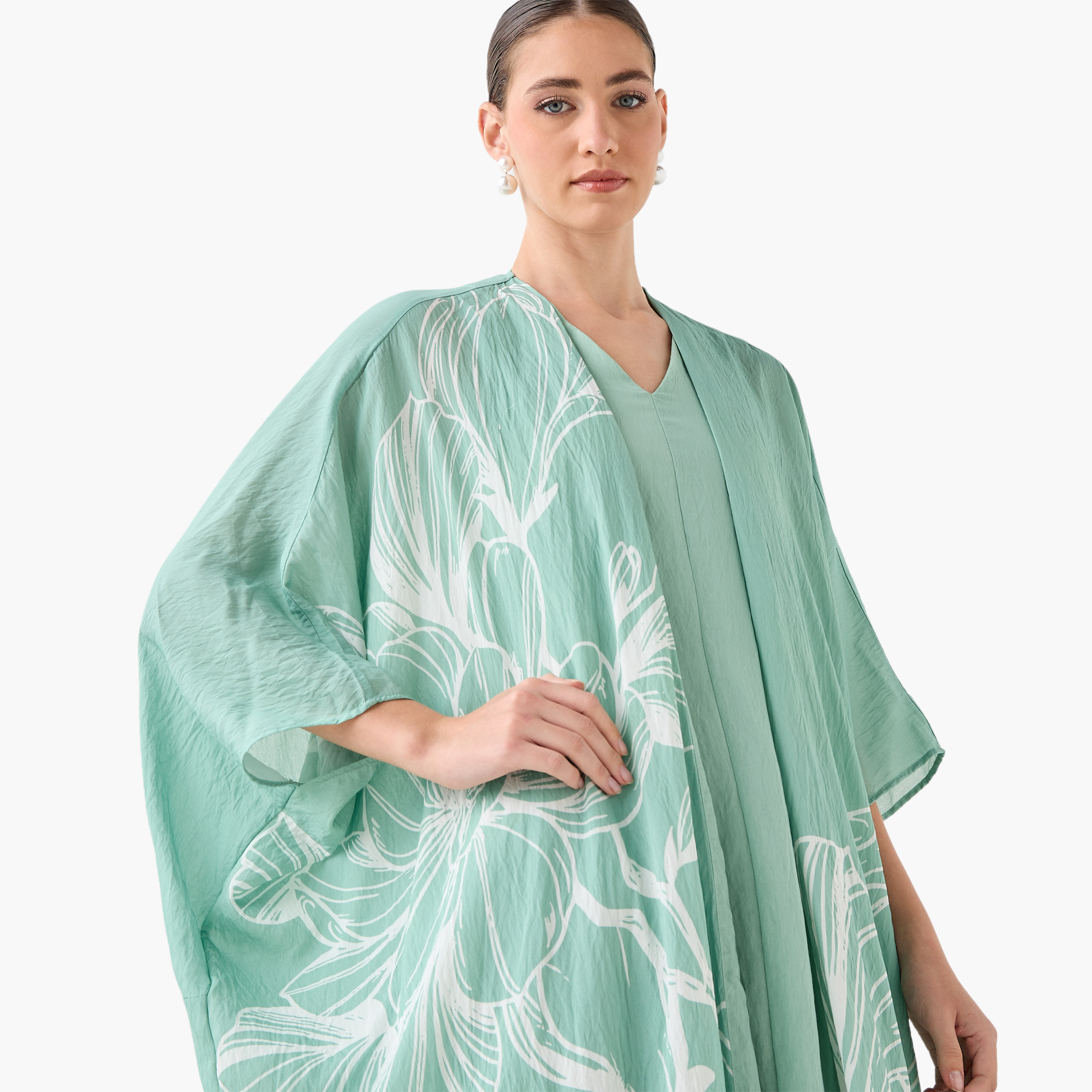 Iconic A-line Midi Dress and Shrug with Floral Print-women-clothing-dresses-image-7