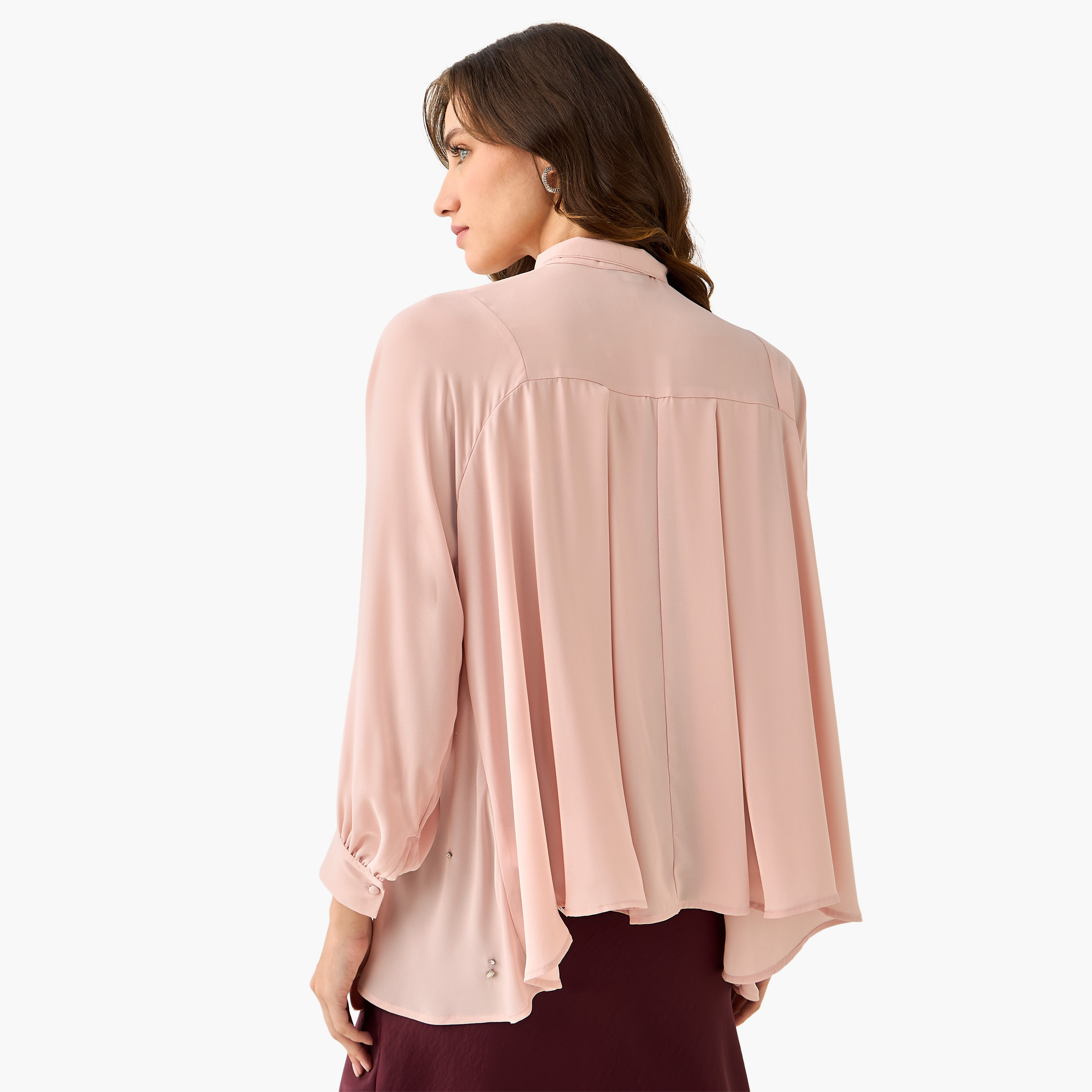Iconic Regular Fit Pussy Bow Neck Top with Embellishment-women-clothing-shirtsandblouses-blouses-image-4