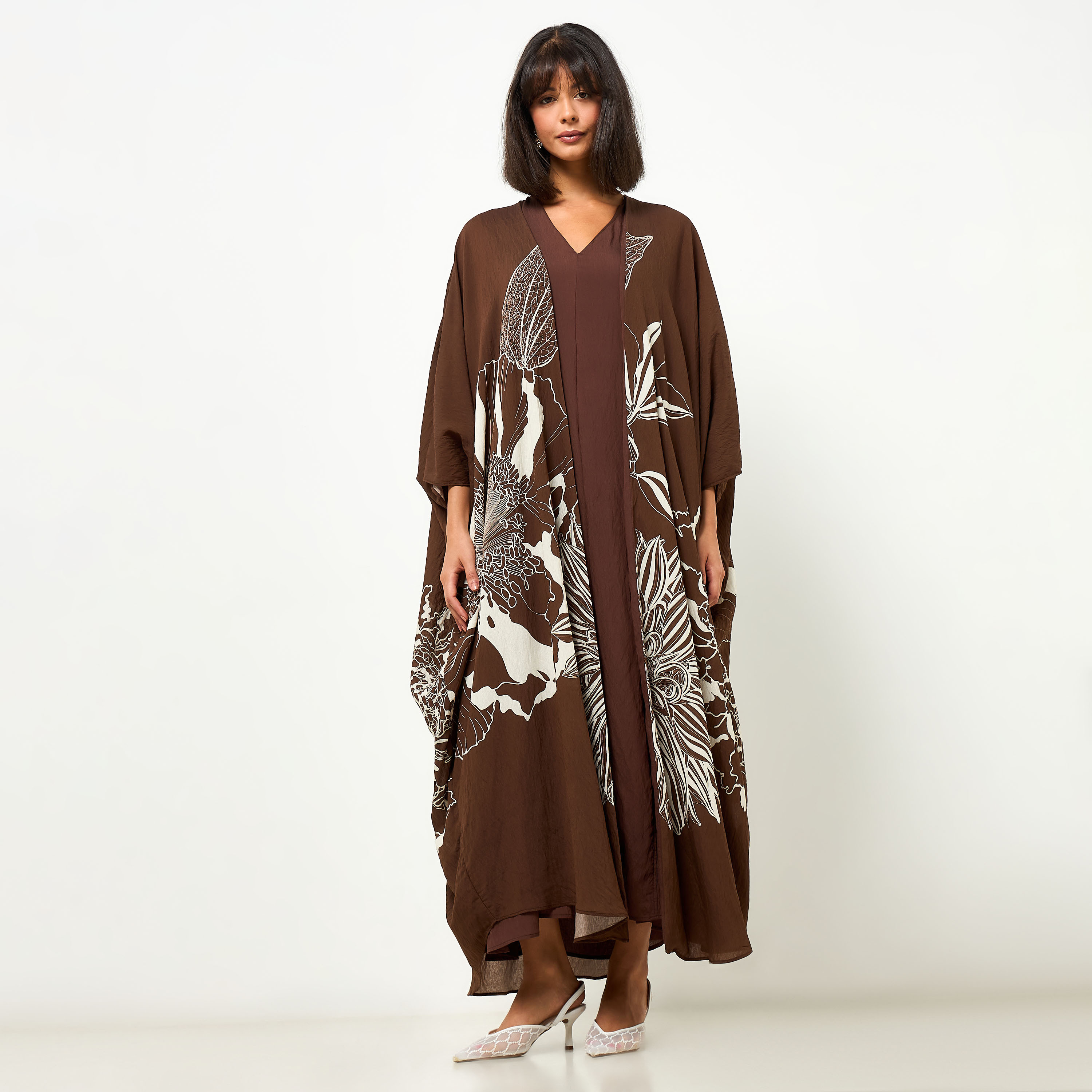 Iconic A-line Midi Dress and Shrug with Floral Print-women-clothing-dresses-image-2