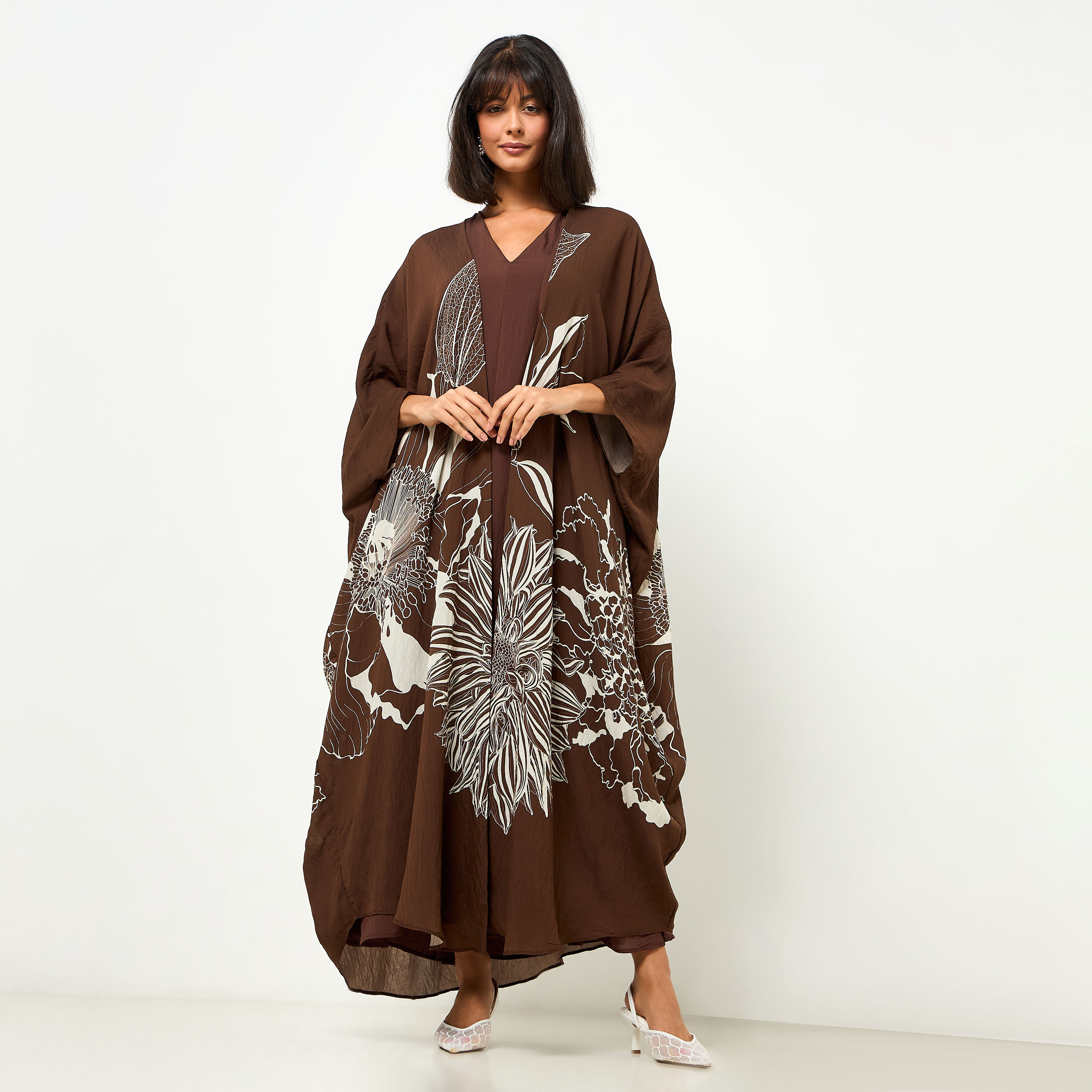 Iconic A-line Midi Dress and Shrug with Floral Print-women-clothing-dresses-image-3