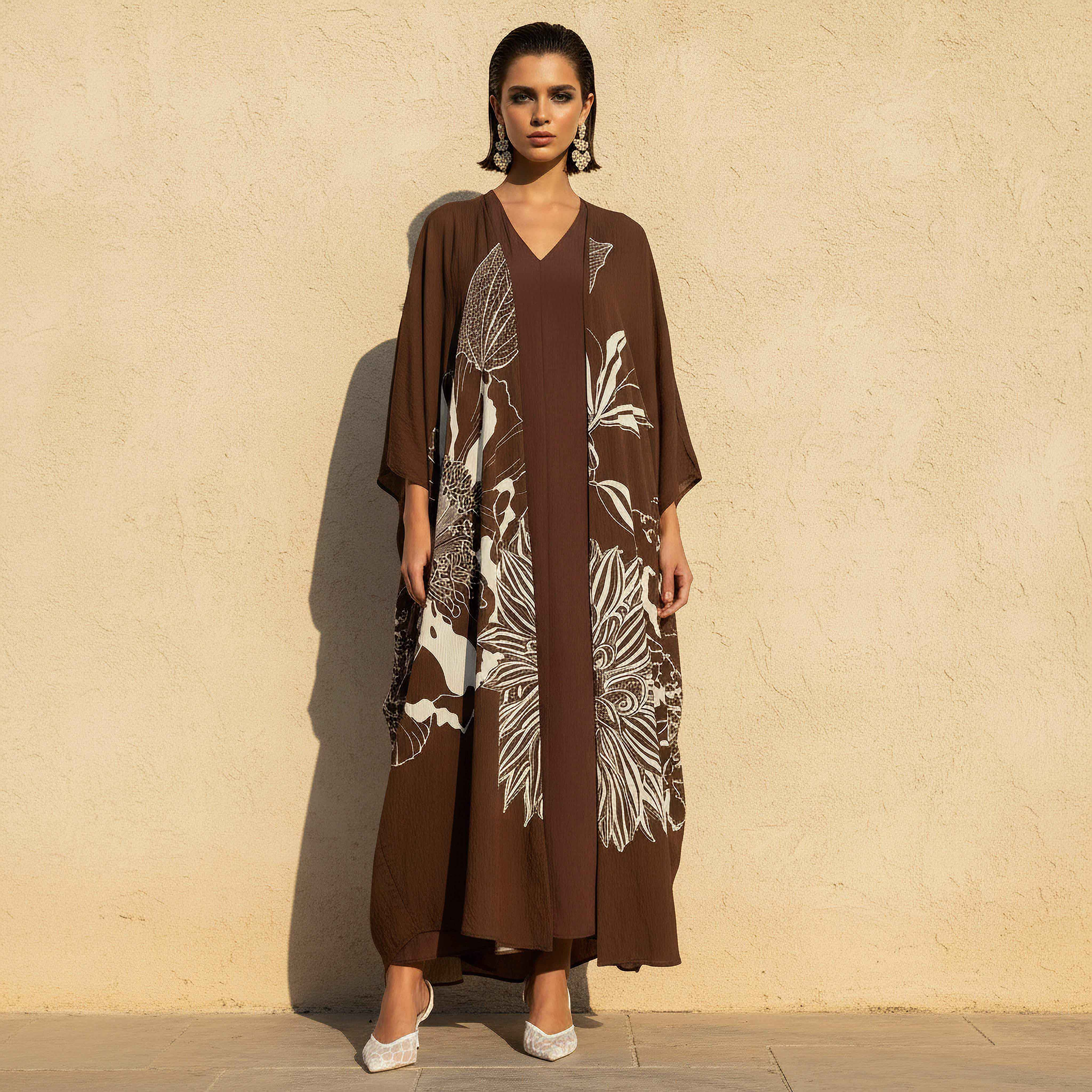 Iconic A-line Midi Dress and Shrug with Floral Print-women-clothing-dresses-image-1
