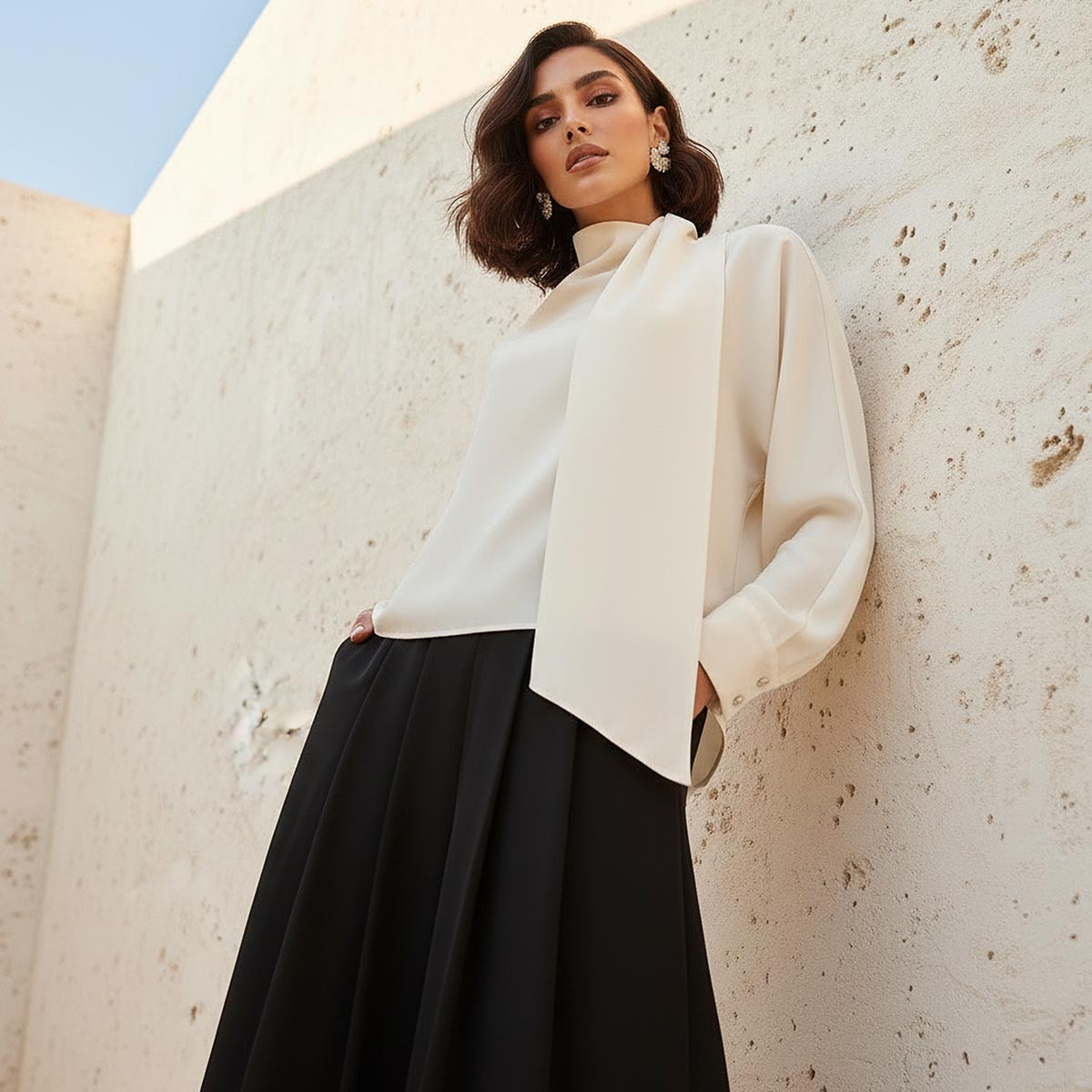Iconic Top with Draped Scarf Neck-women-clothing-shirtsandblouses-blouses-image-1