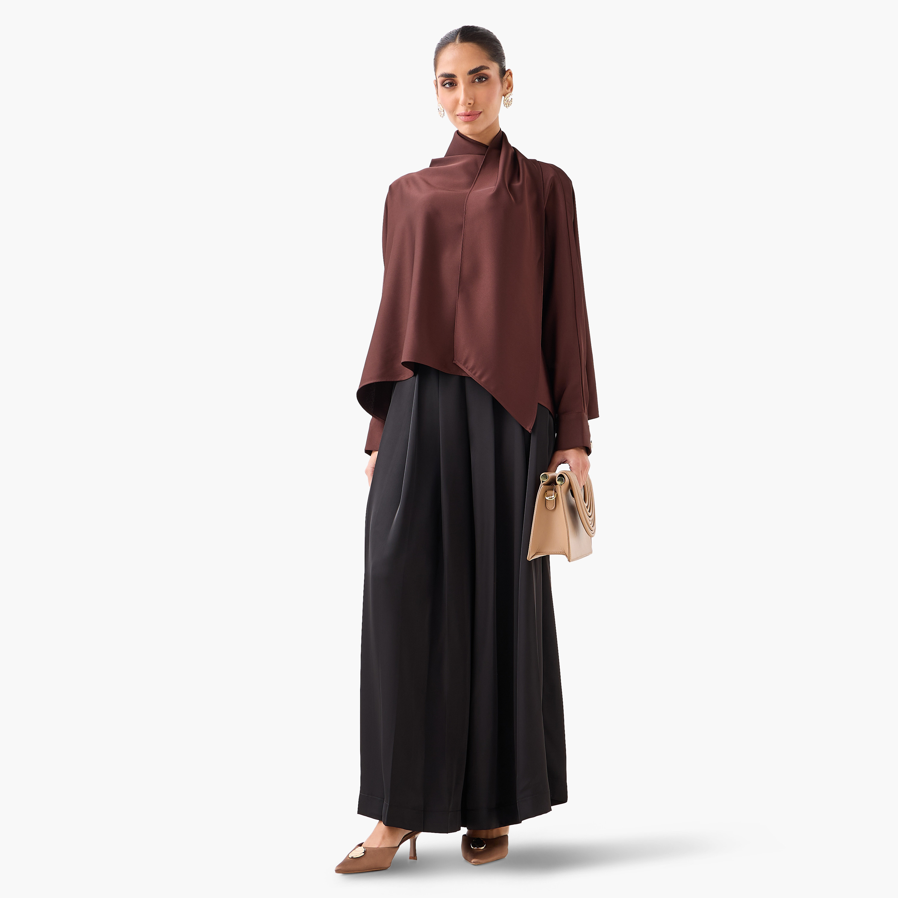 Iconic Scarf Draped Top with Long Sleeves-women-clothing-shirtsandblouses-blouses-image-5