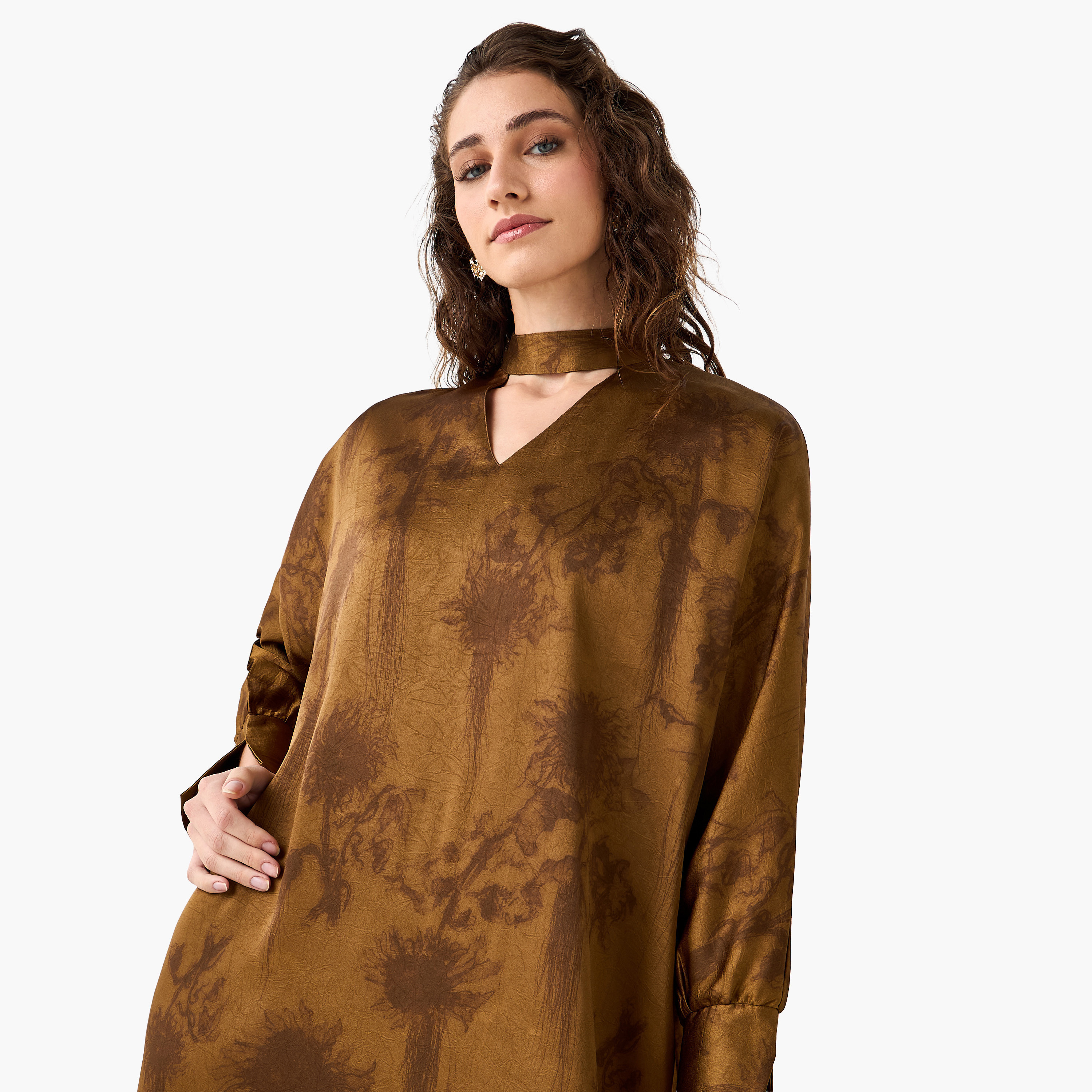 Iconic Printed Kaftan Dress with Keyhole Neck-women-clothing-dresses-image-7
