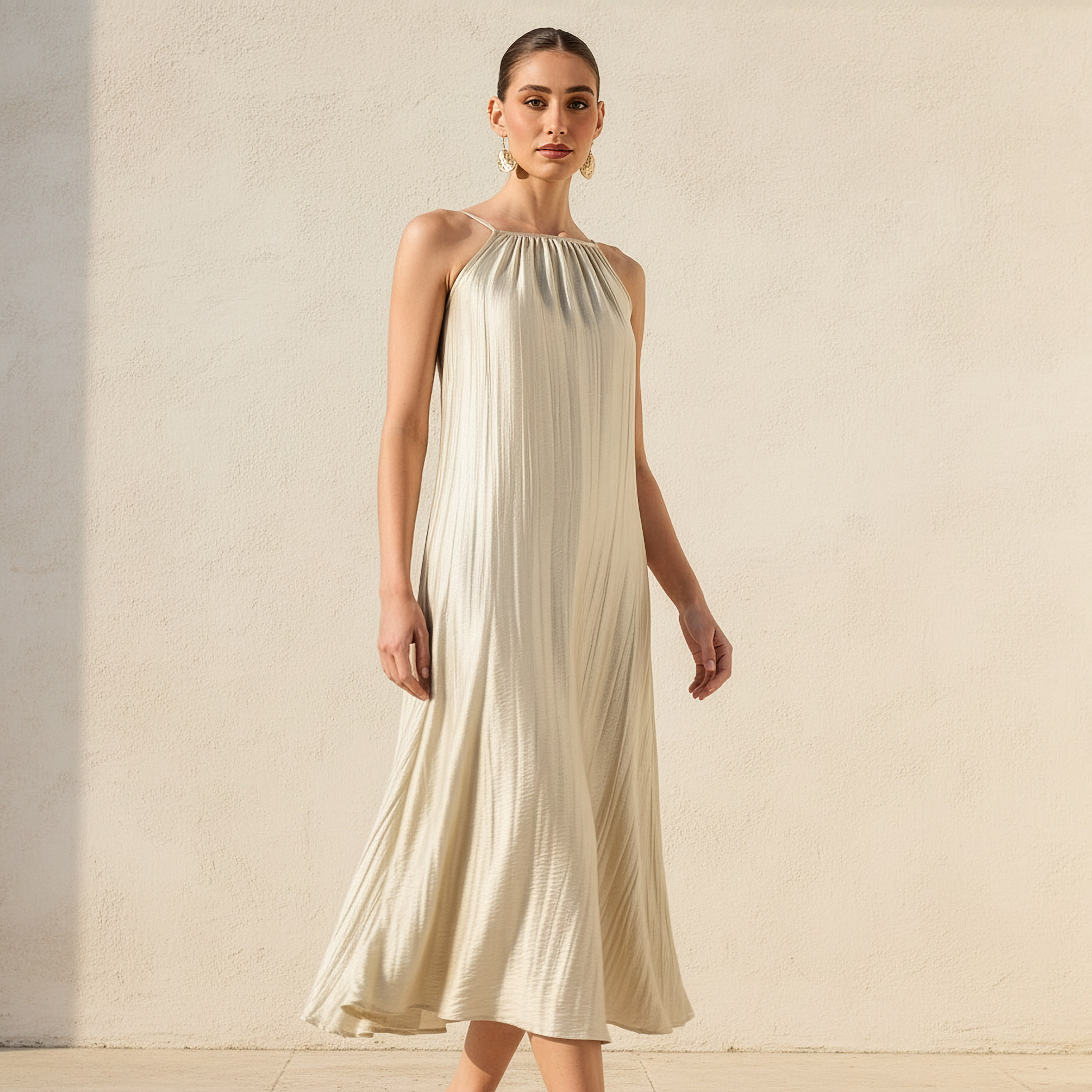 Iconic A-line Midi Dress with Spaghetti Straps-women-clothing-coordsets-image-1