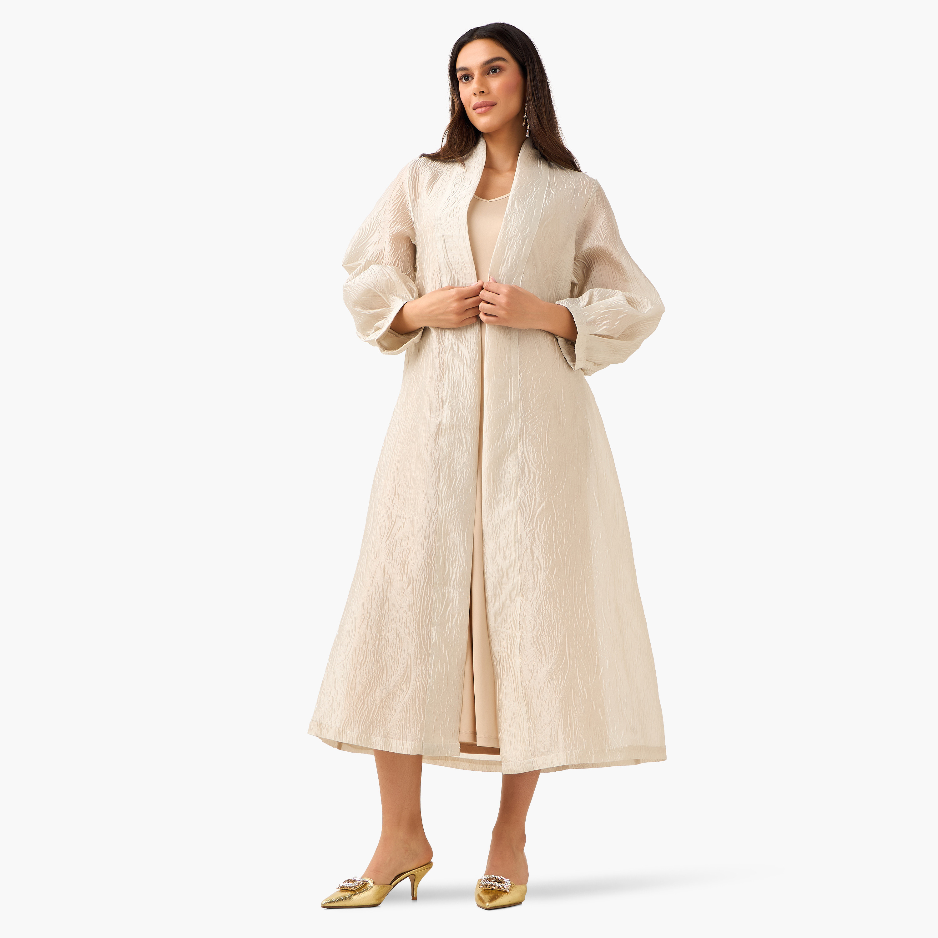 Iconic Longline Textured Open Front Kimono Shrug-women-clothing-coordsets-image-2