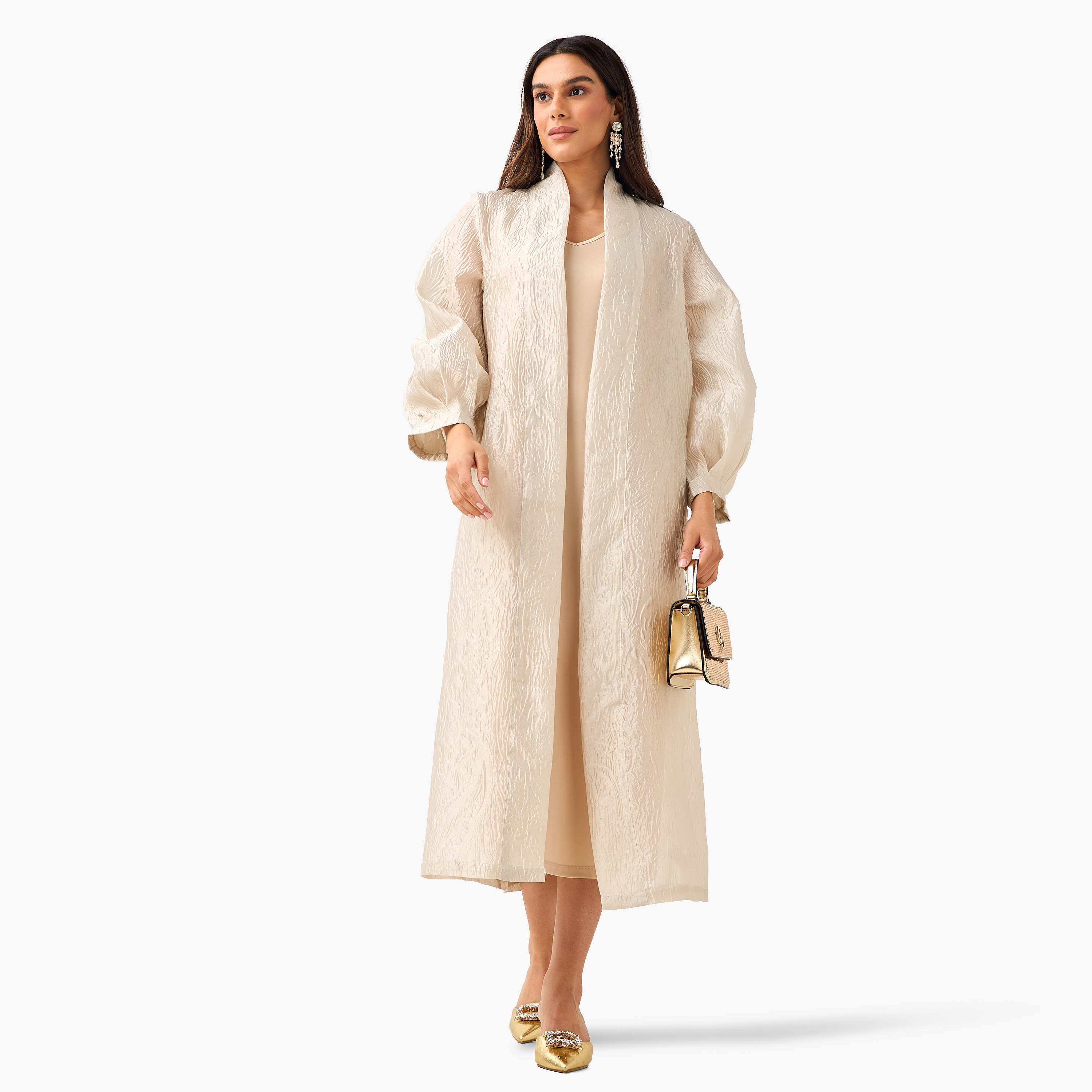 Iconic Longline Textured Open Front Kimono Shrug-women-clothing-coordsets-image-4