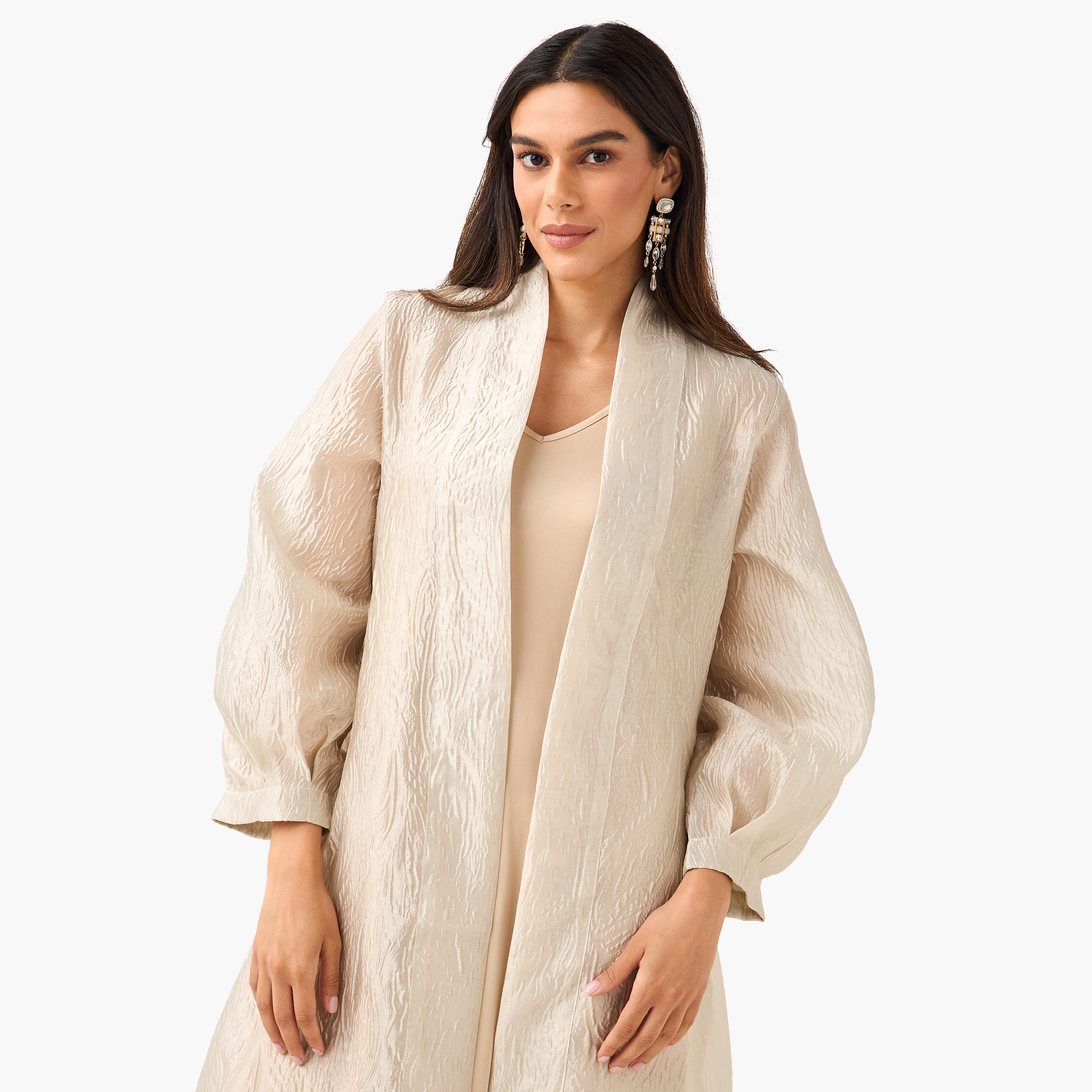 Iconic Longline Textured Open Front Kimono Shrug-women-clothing-coordsets-image-6