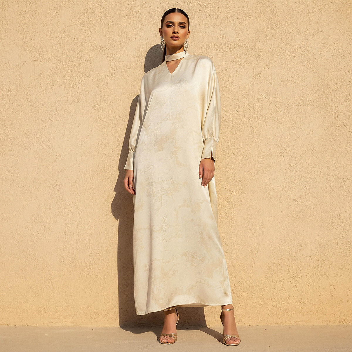 Iconic Printed Kaftan Dress with Keyhole Neck-women-clothing-dresses-image-1
