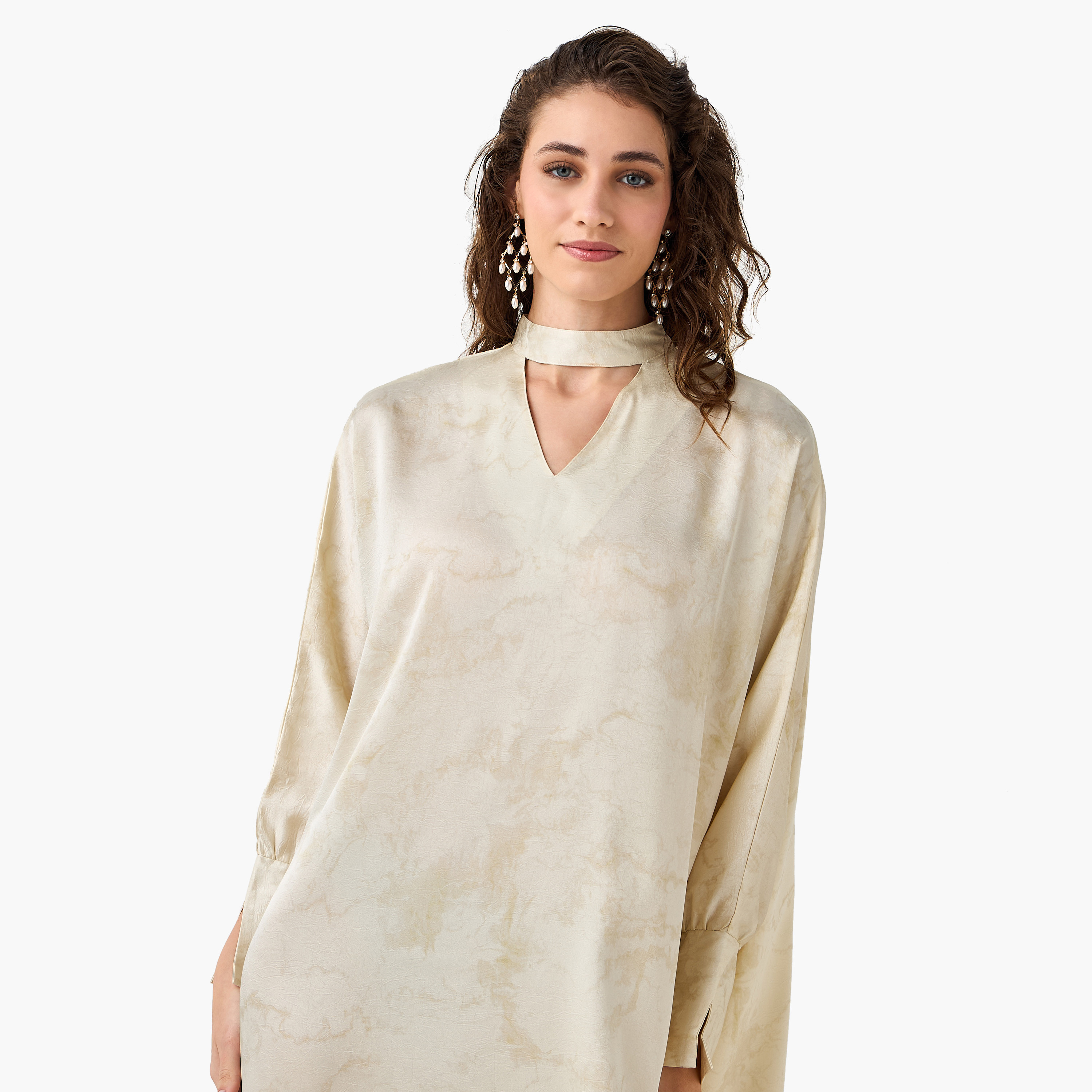 Iconic Printed Kaftan Dress with Keyhole Neck-women-clothing-dresses-image-7