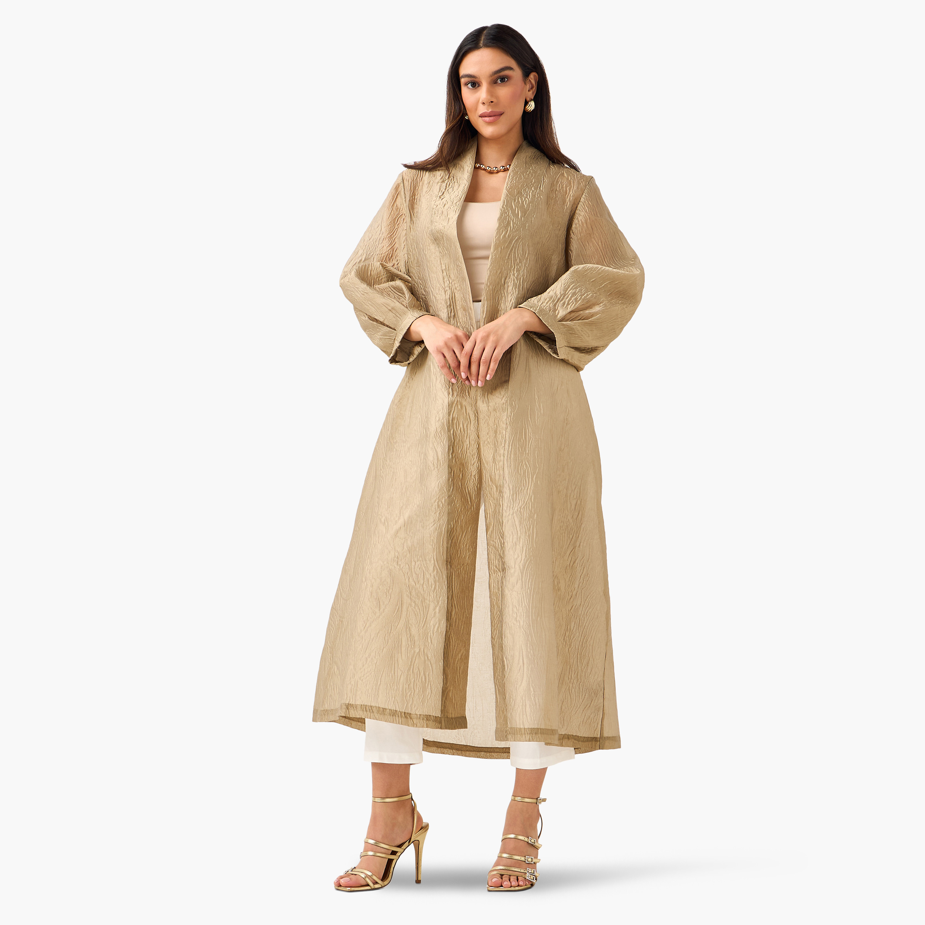 Iconic Longline Textured Open Front Kimono Shrug-women-clothing-coordsets-image-2