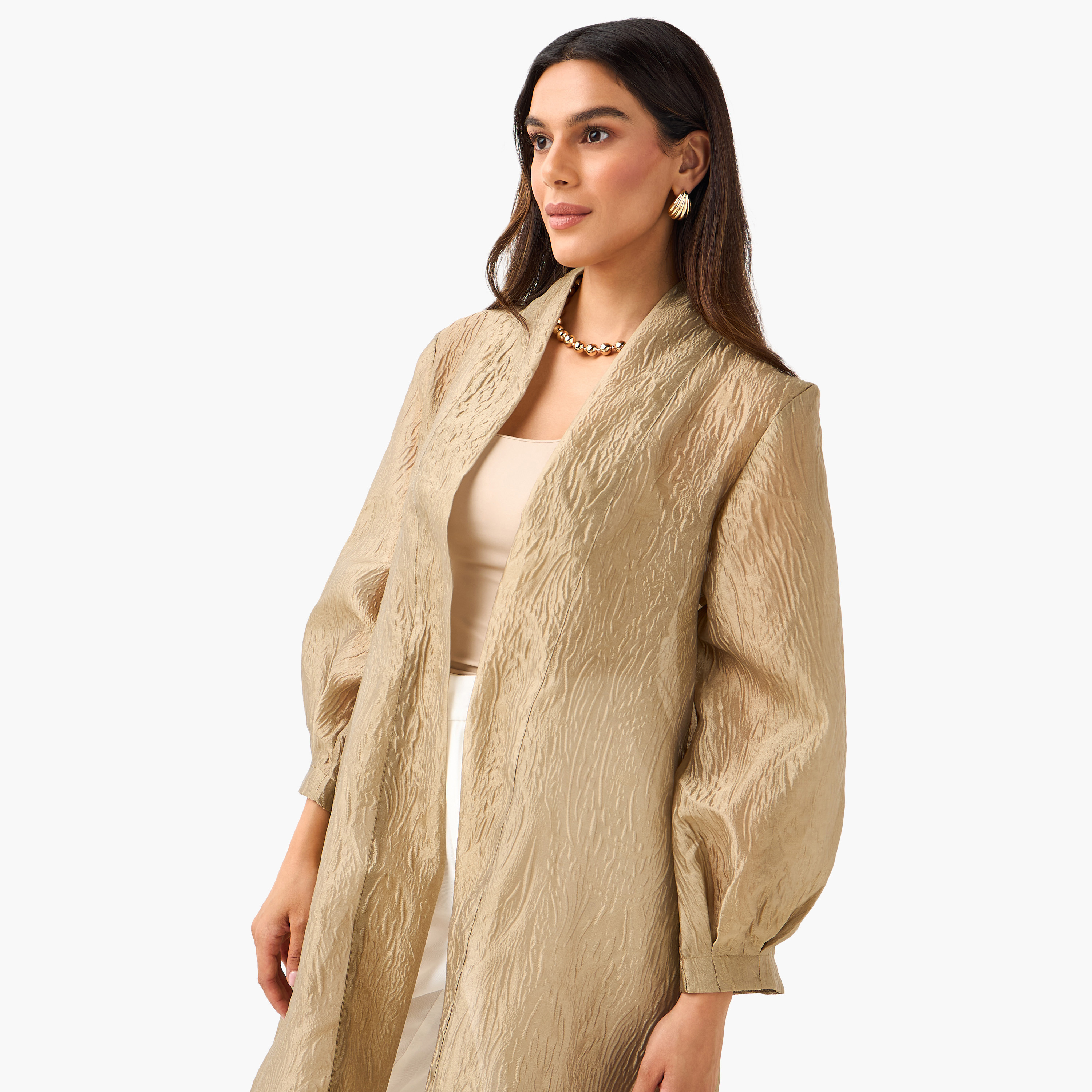 Iconic Longline Textured Open Front Kimono Shrug-women-clothing-coordsets-image-6