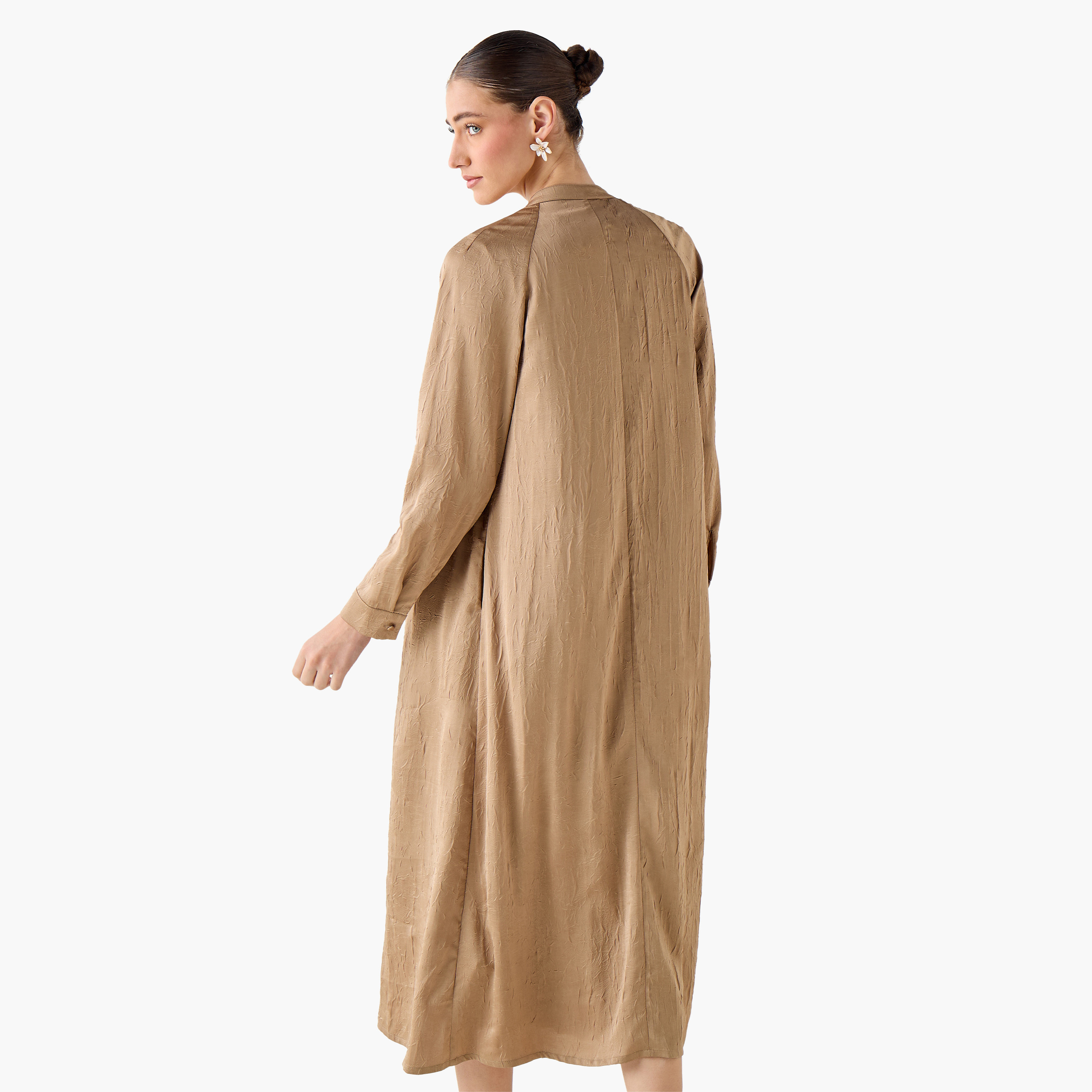 Iconic Pleated A-line Women Dress with Longline Shrug-women-clothing-dresses-image-4