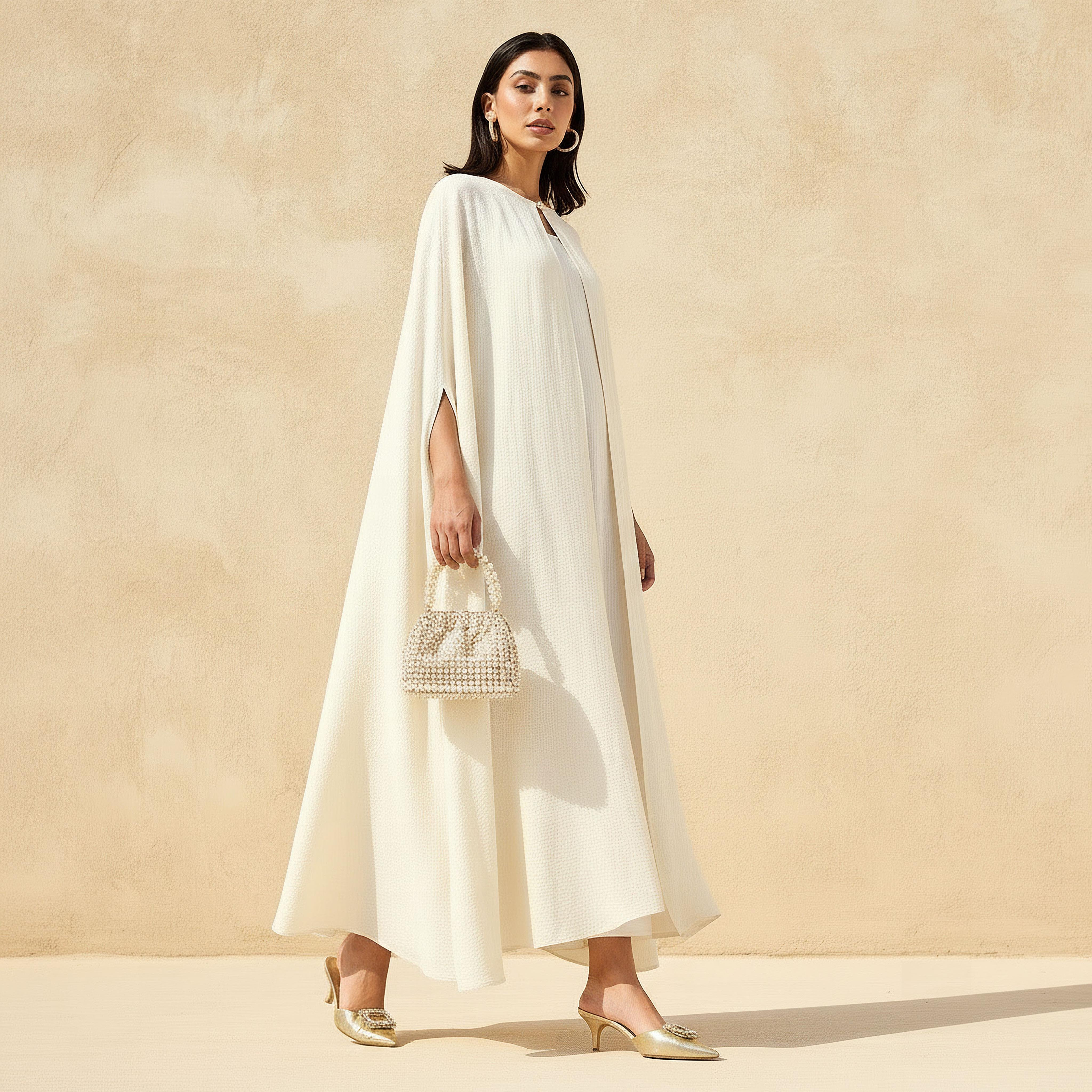 Iconic A-line Maxi Dress with Textured Design and Button Detail Cape-women-clothing-coordsets-image-2