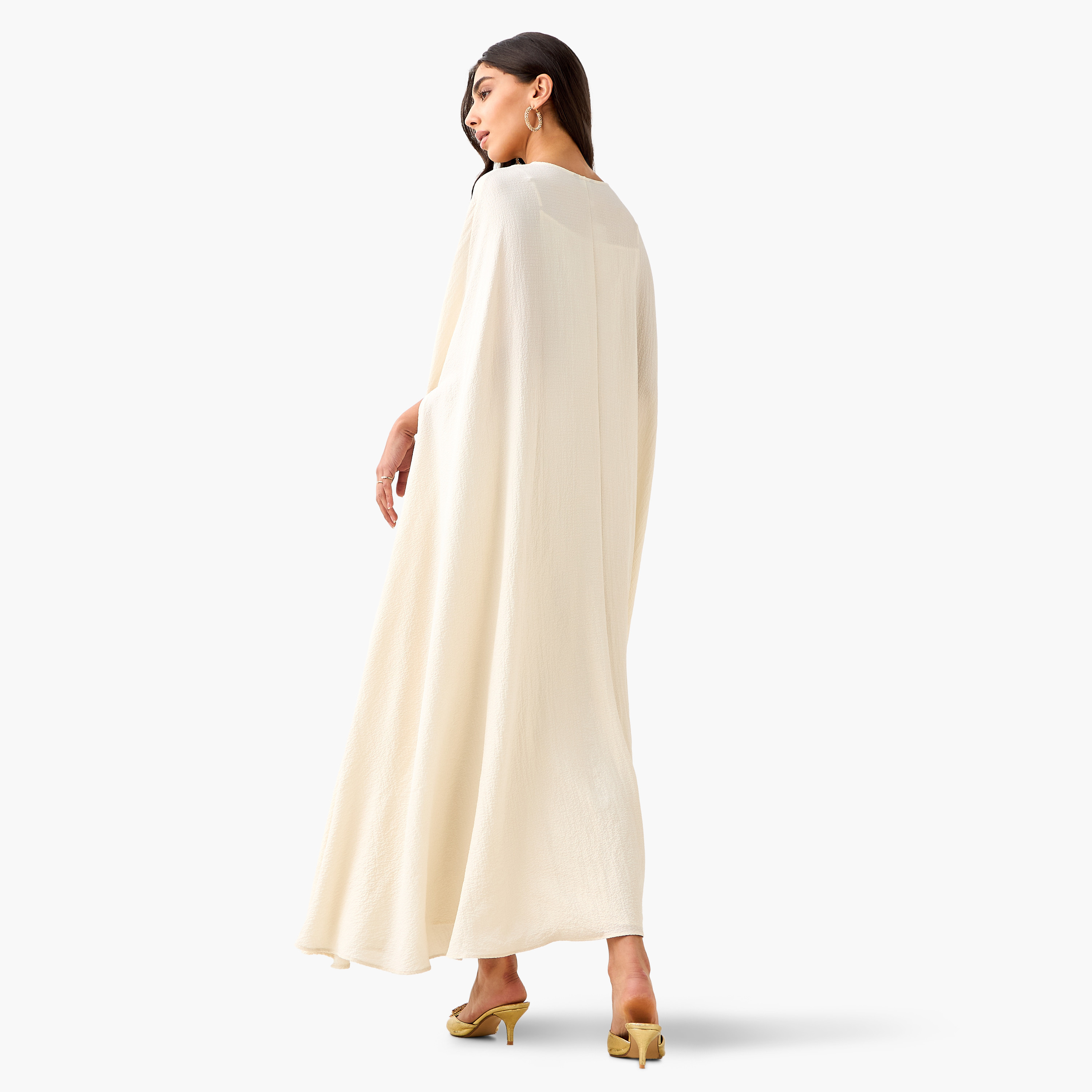Iconic A-line Maxi Dress with Textured Design and Button Detail Cape-women-clothing-coordsets-image-6