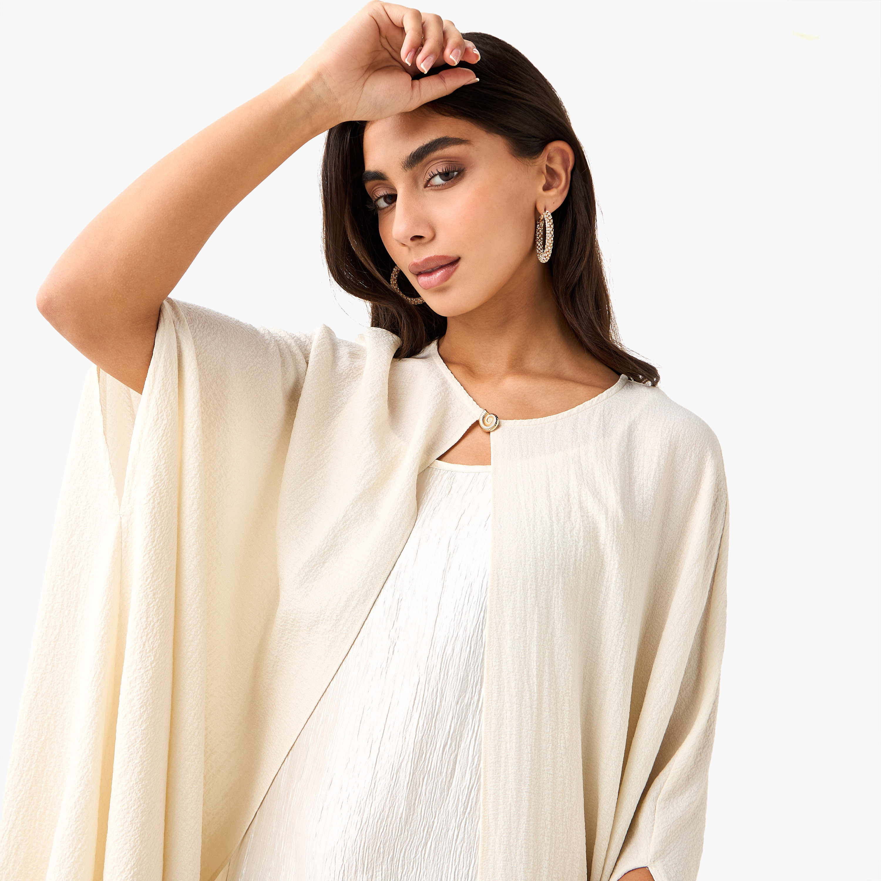 Iconic A-line Maxi Dress with Textured Design and Button Detail Cape-women-clothing-coordsets-image-7