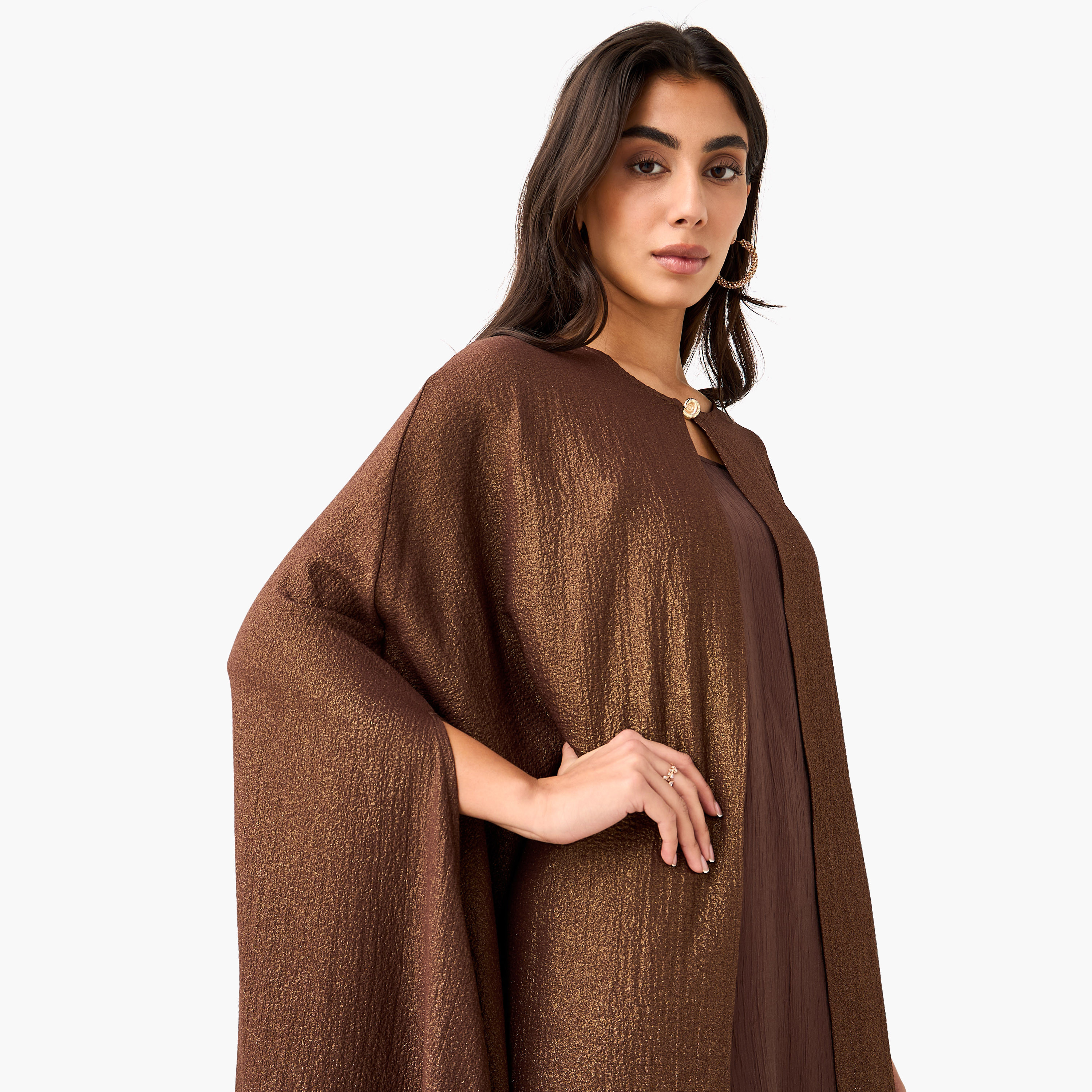 Iconic A-line Maxi Dress with Textured Design and Button Detail Cape-women-clothing-coordsets-image-7