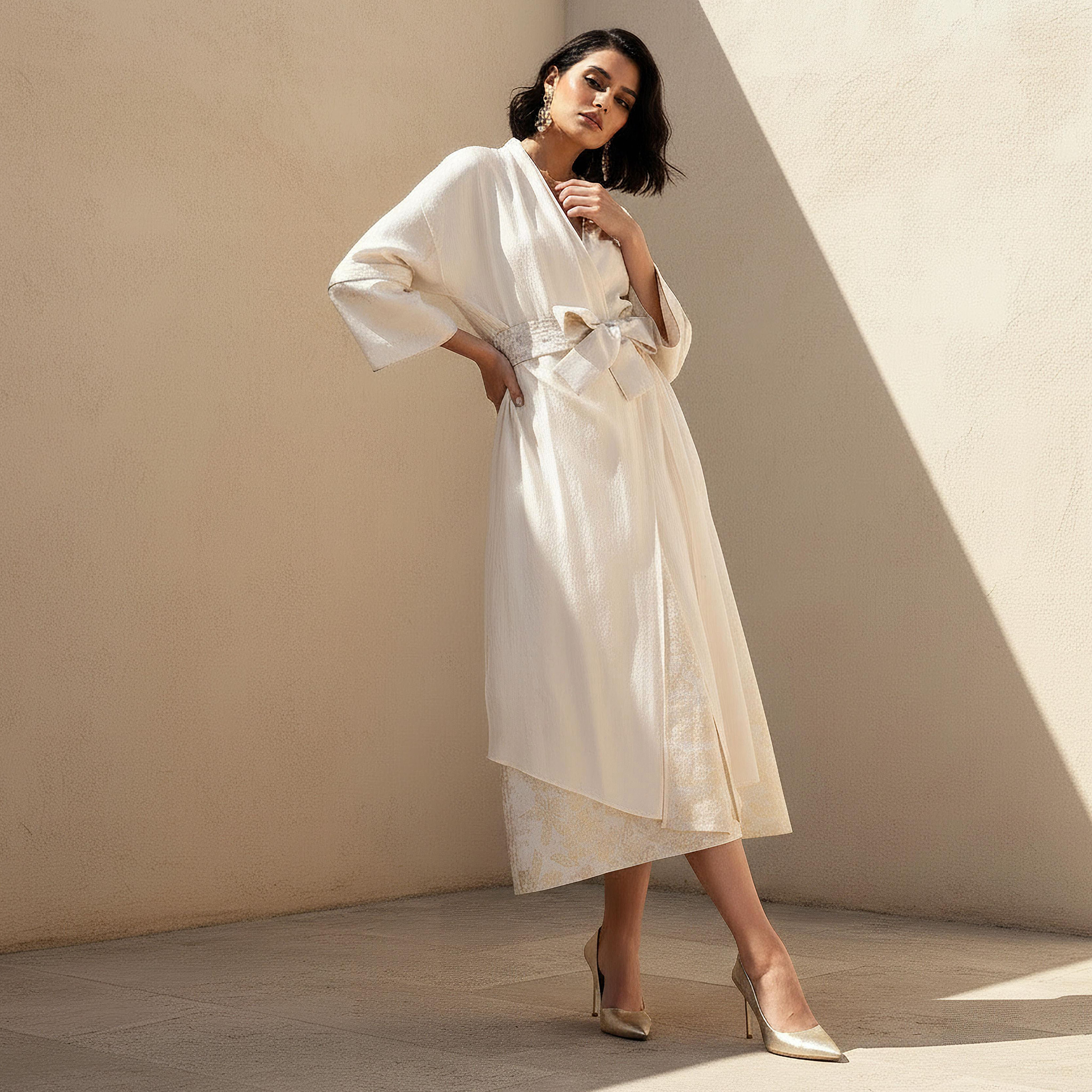 سترة جاكار بقصة مريحة وحزام رباط من آيكونيك-women-clothing-shirtsandblouses-blouses-image-6