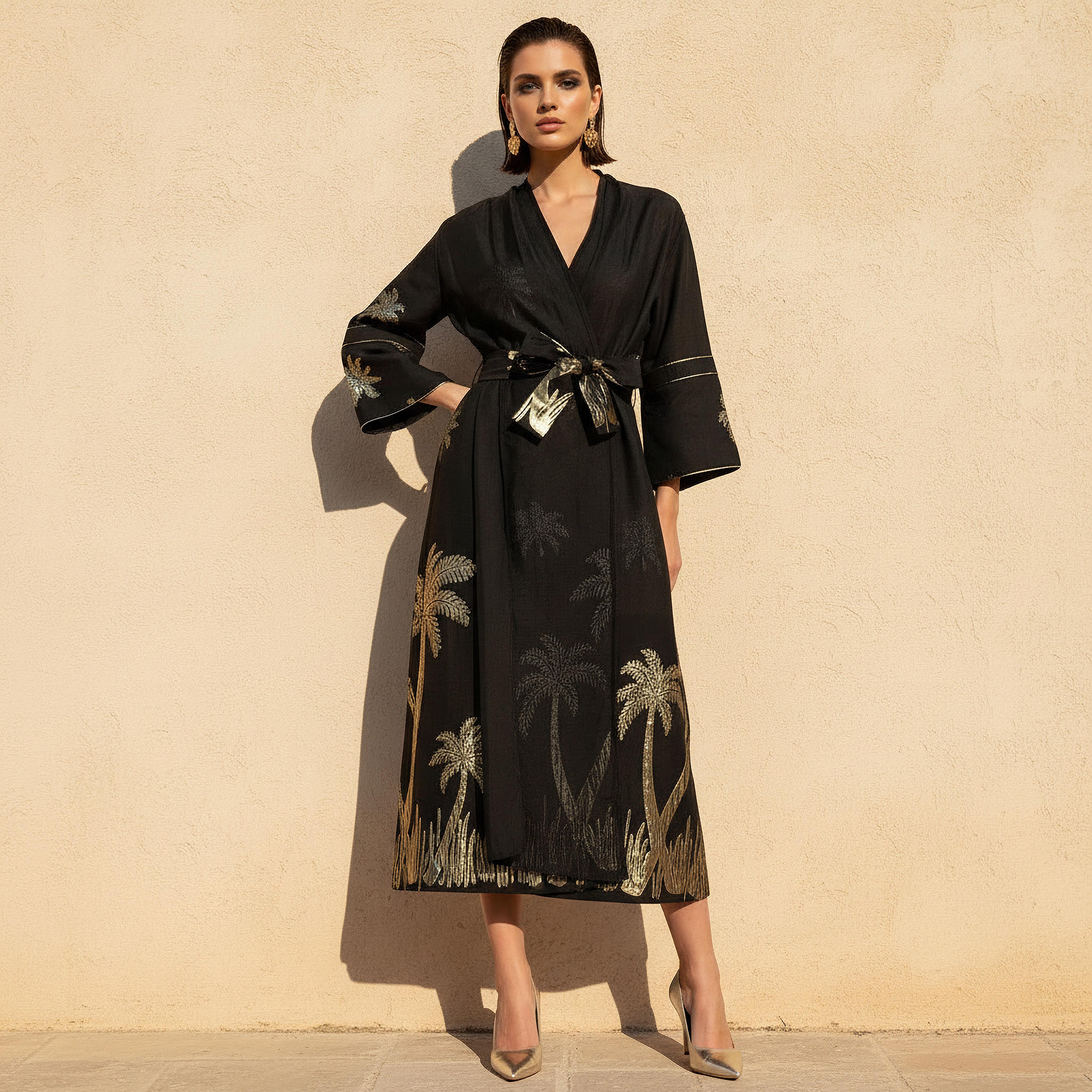سترة جاكار بقصة مريحة وحزام رباط من آيكونيك-women-clothing-shirtsandblouses-blouses-image-3