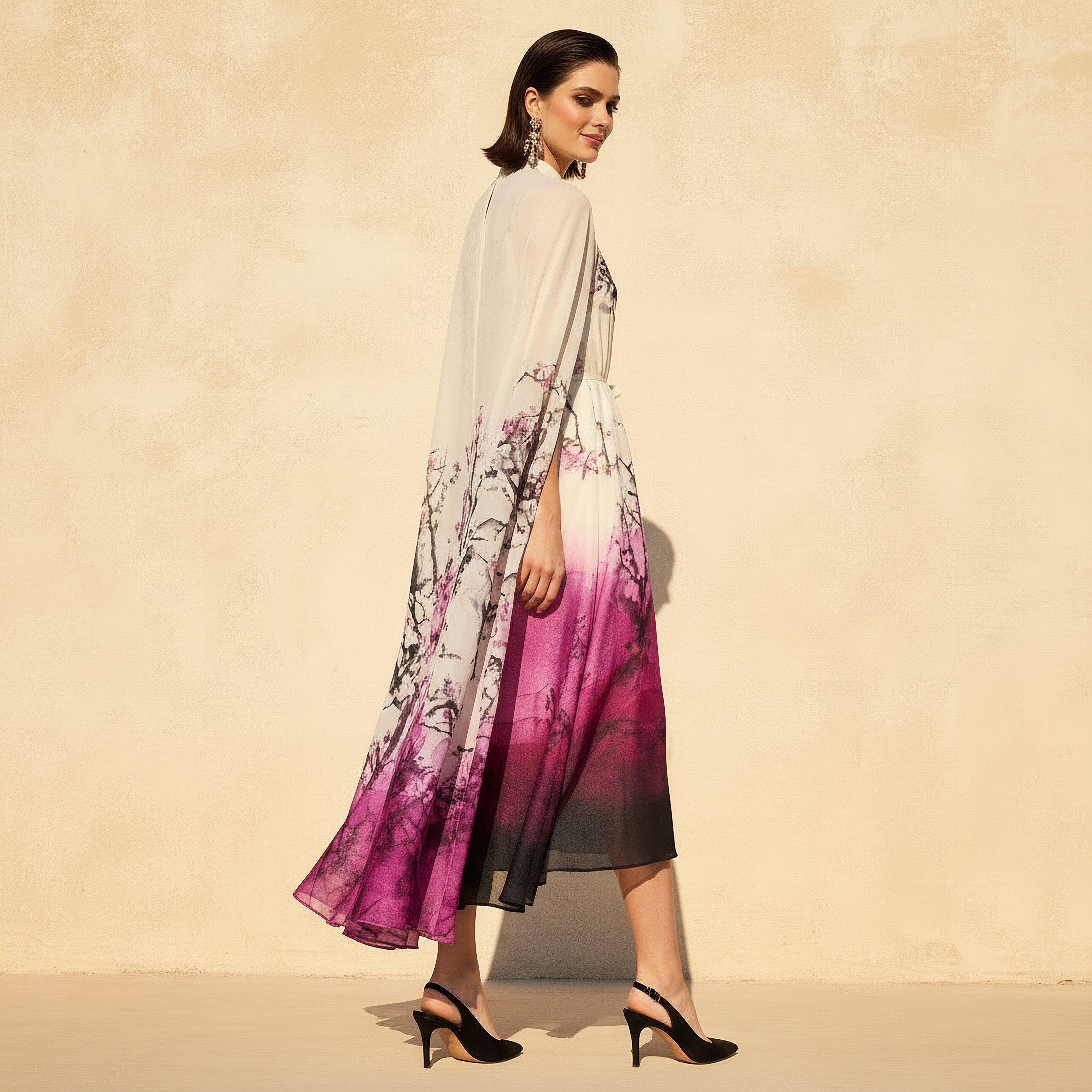Iconic A-line Maxi Dress with Cape-women-clothing-dresses-image-2